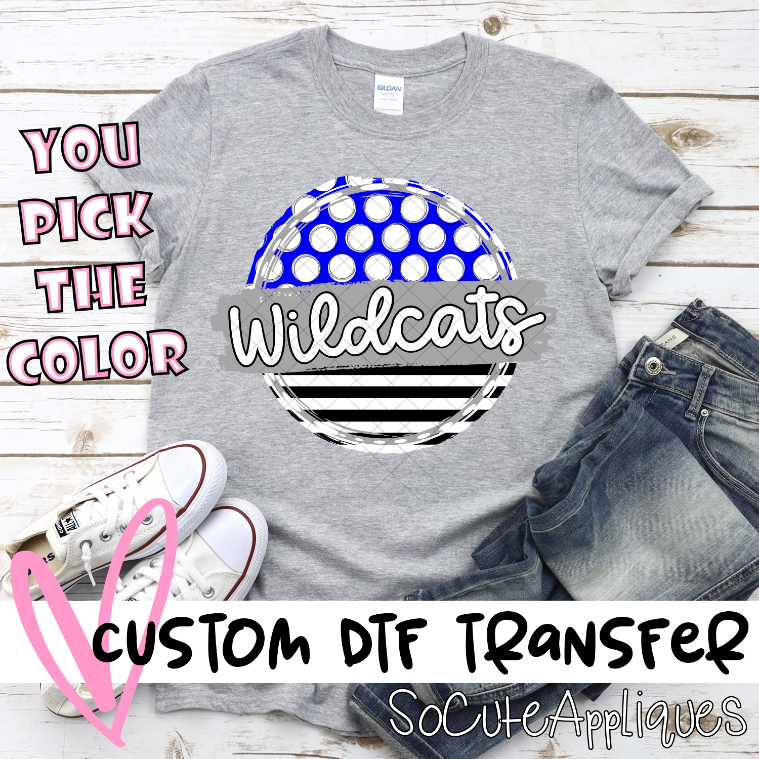 CUSTOM  Wildcats polka dot stripe circle *DTF* Transfer