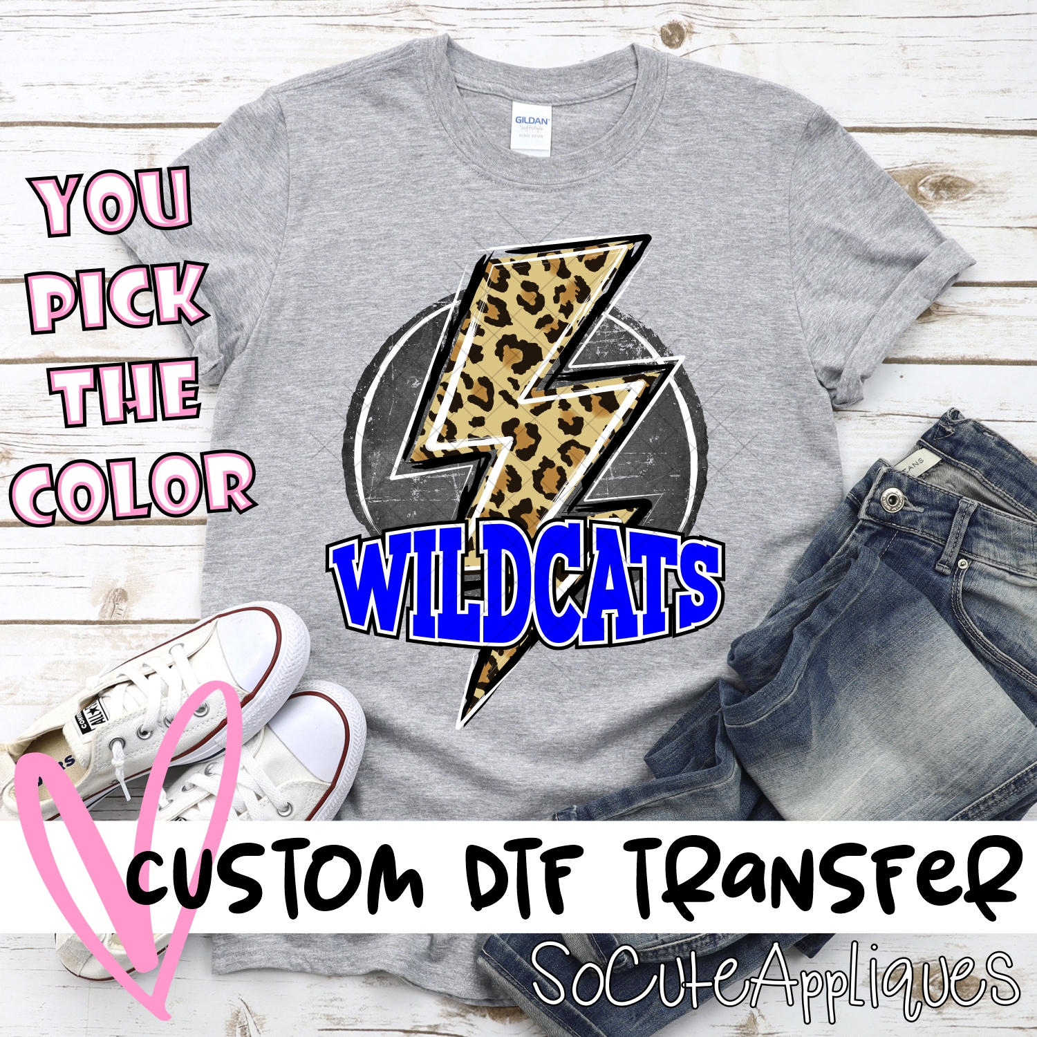 CUSTOM  Wildcats circle with leopard lightning bolt *DTF* Transfer