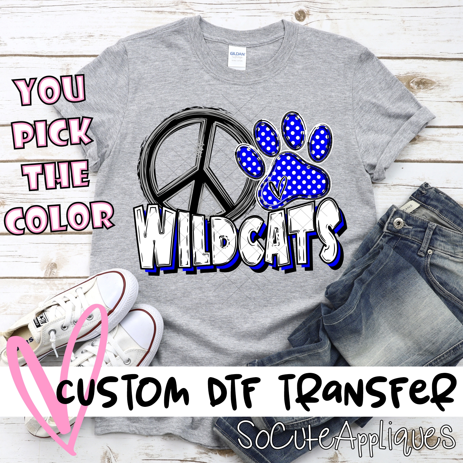 CUSTOM  Peace heart Wildcats *DTF* Transfer