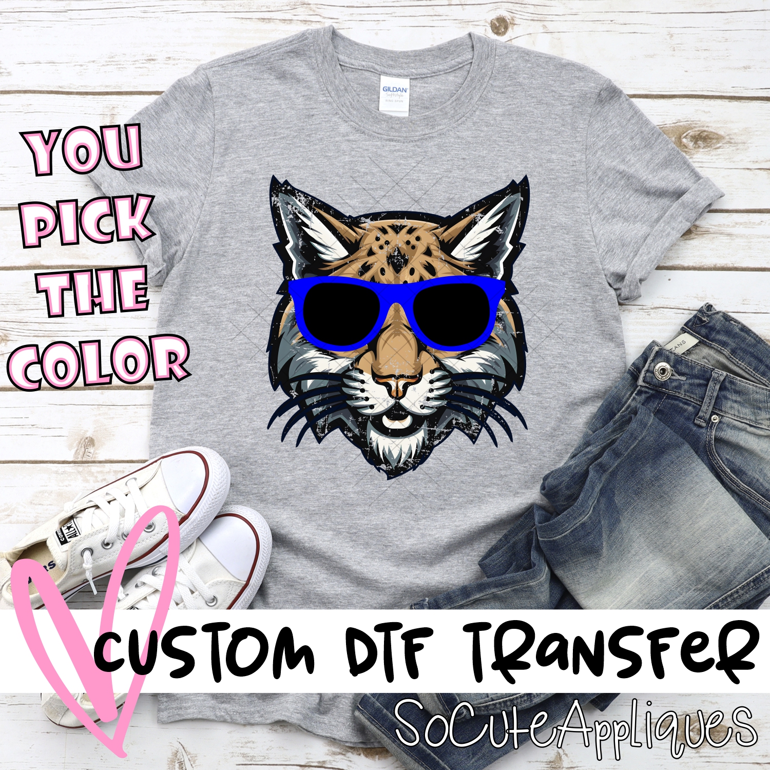 CUSTOM  Wildcat head with sunglasses *DTF* Transfer