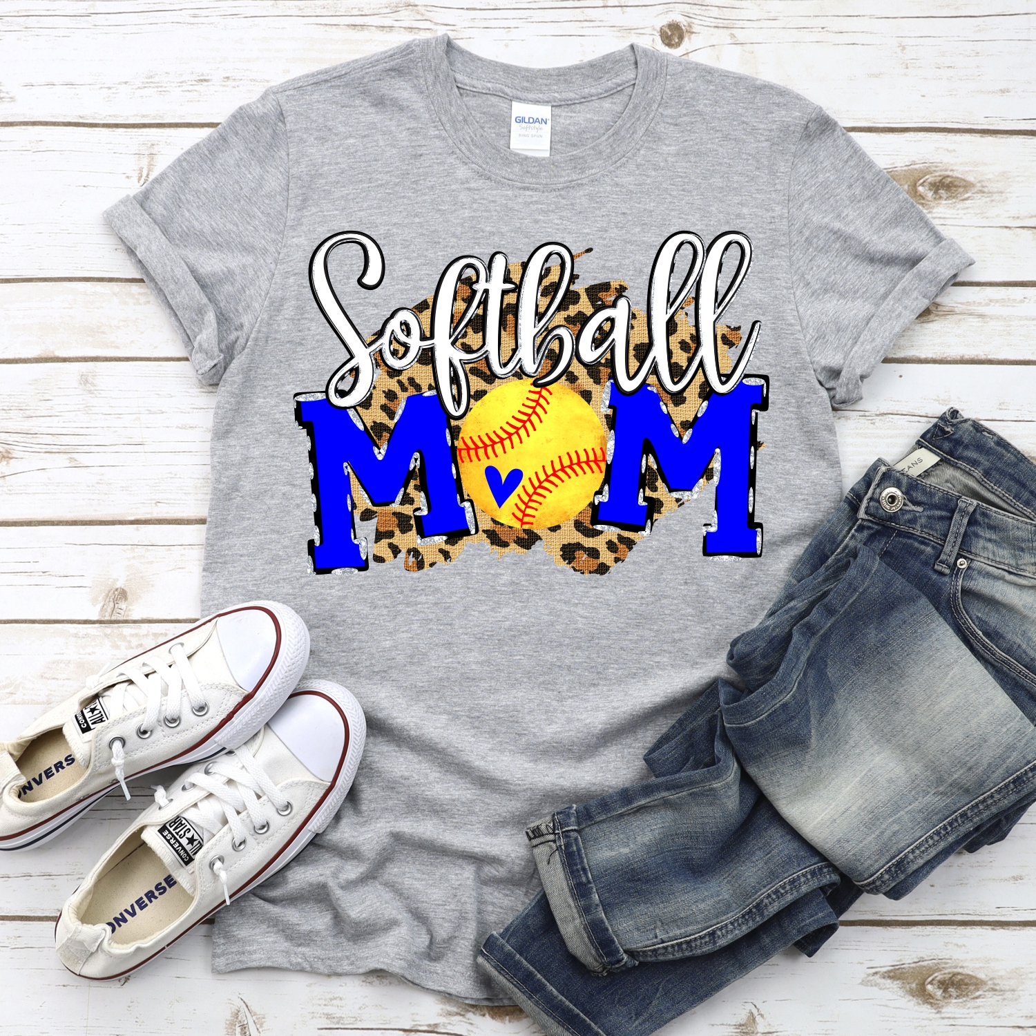 CUSTOM Softball Mom ball O on Leopard *DTF* Transfer - Image 2