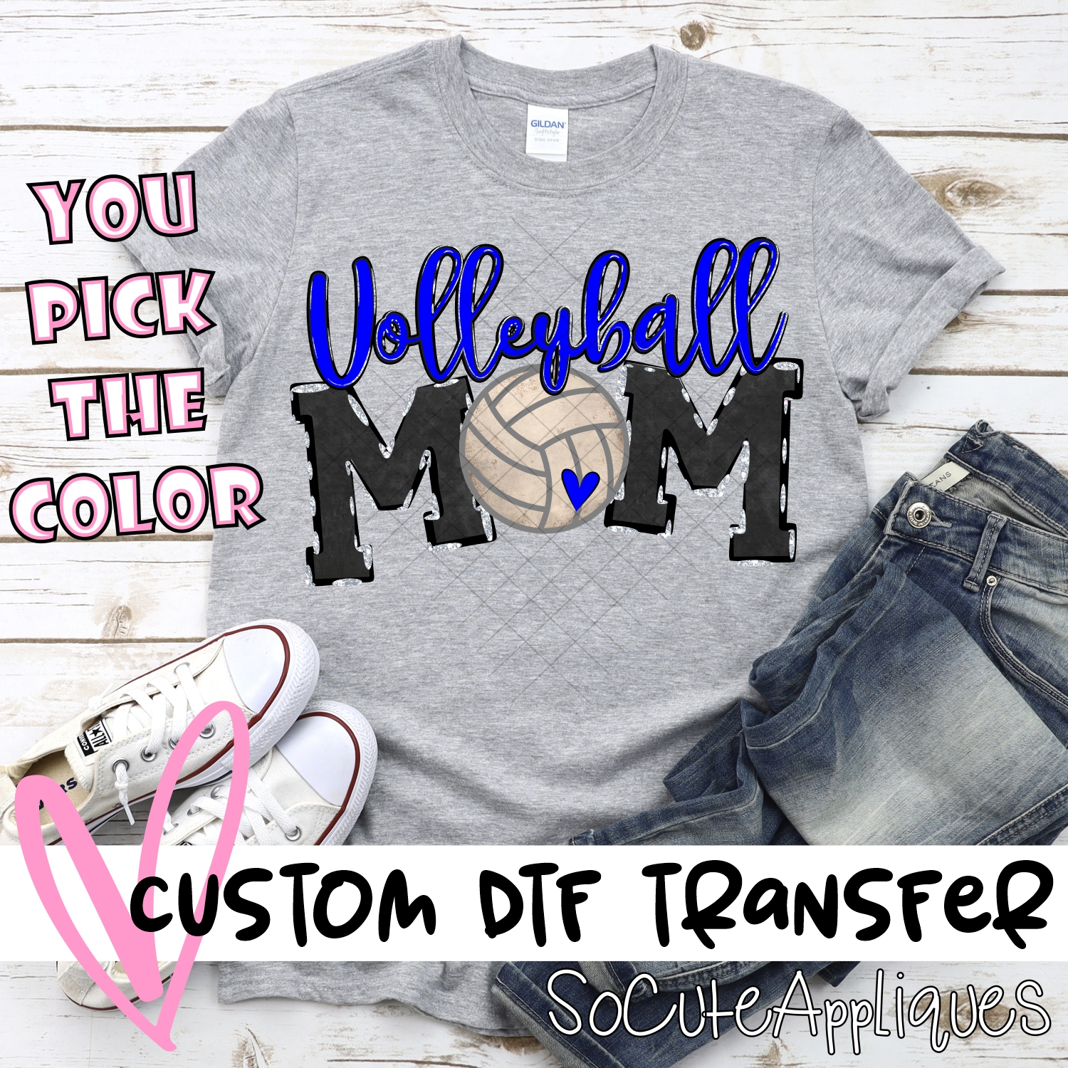 CUSTOM  Volleyball Mom words ball O *DTF* Transfer