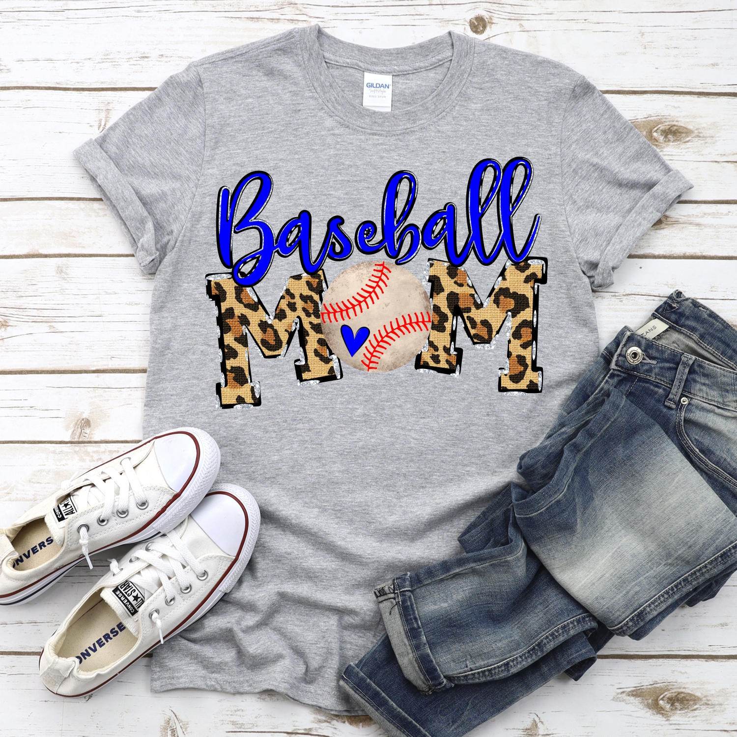 CUSTOM Baseball Mom leopard words ball O *DTF* Transfer - Image 2