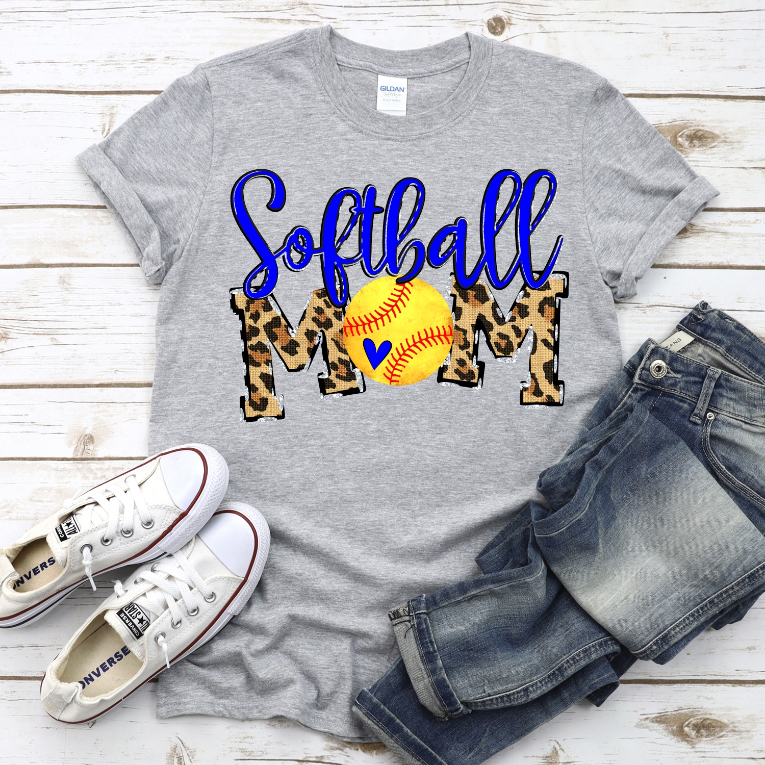 CUSTOM Softball Mom leopard words ball O *DTF* Transfer - Image 2