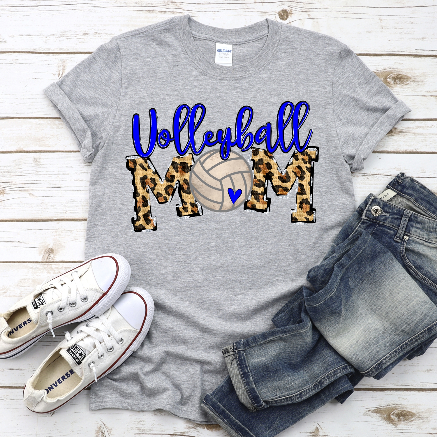 CUSTOM Volleyball Mom leopard words ball O *DTF* Transfer - Image 2