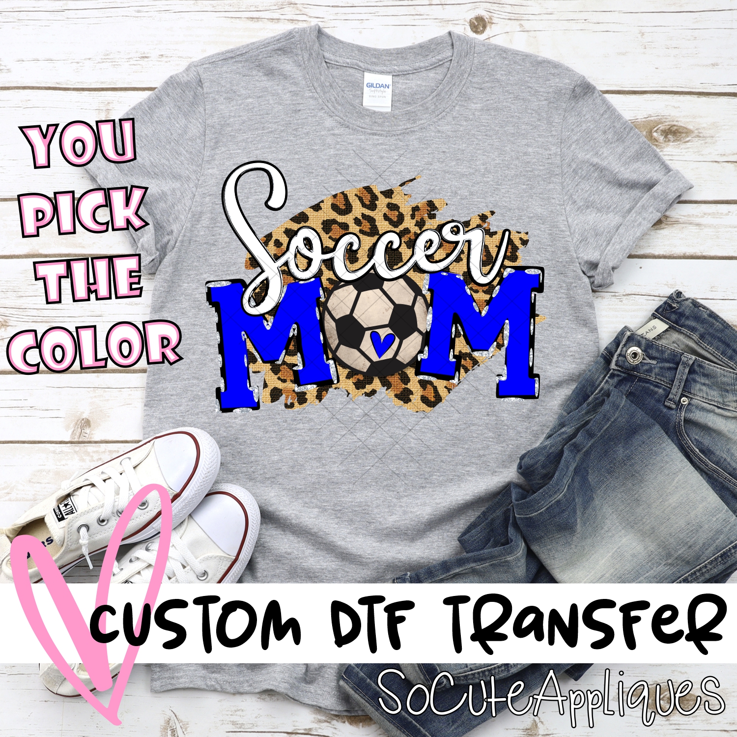 CUSTOM  Soccer Mom ball O on leopard *DTF* Transfer