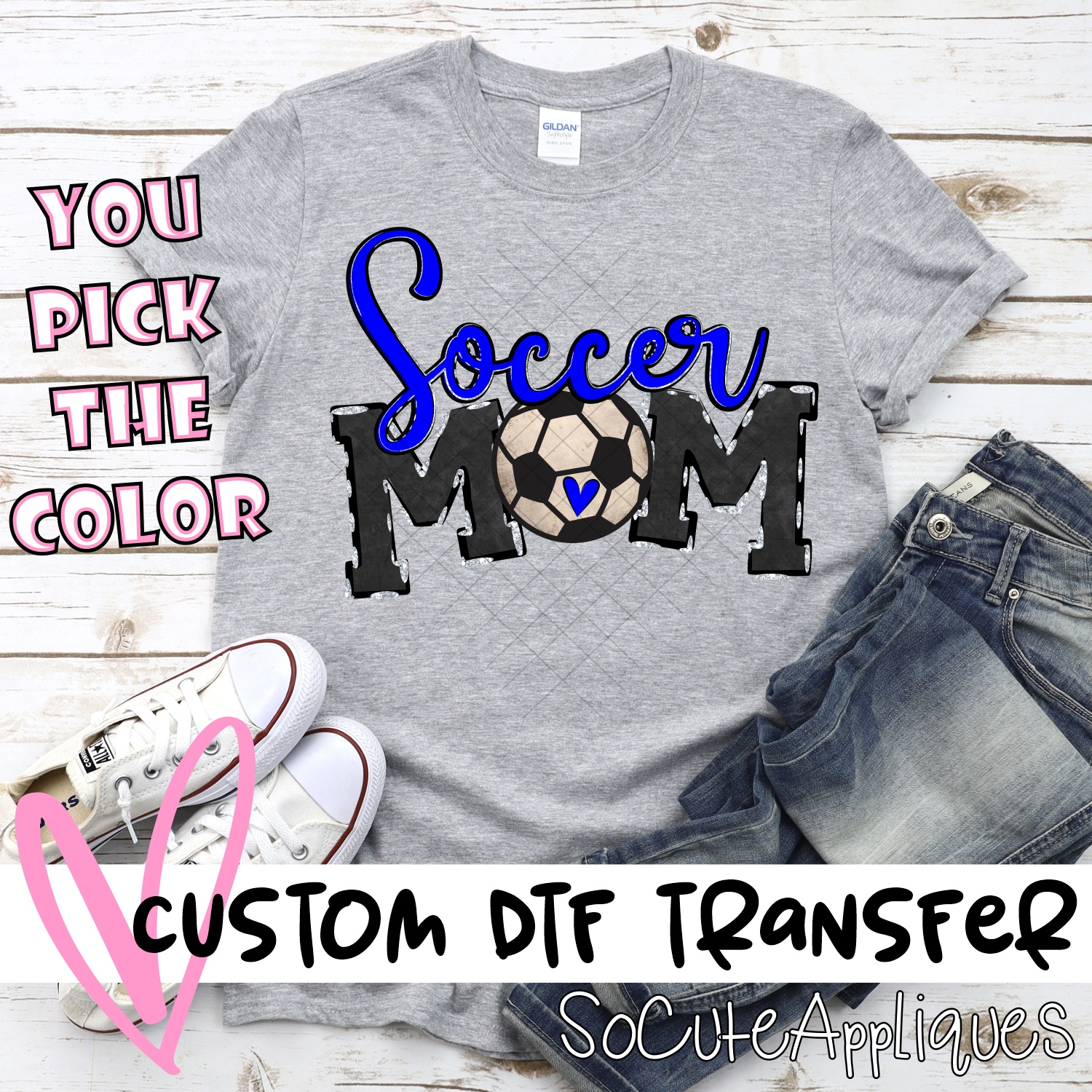 CUSTOM Soccer Mom words ball O *DTF* Transfer