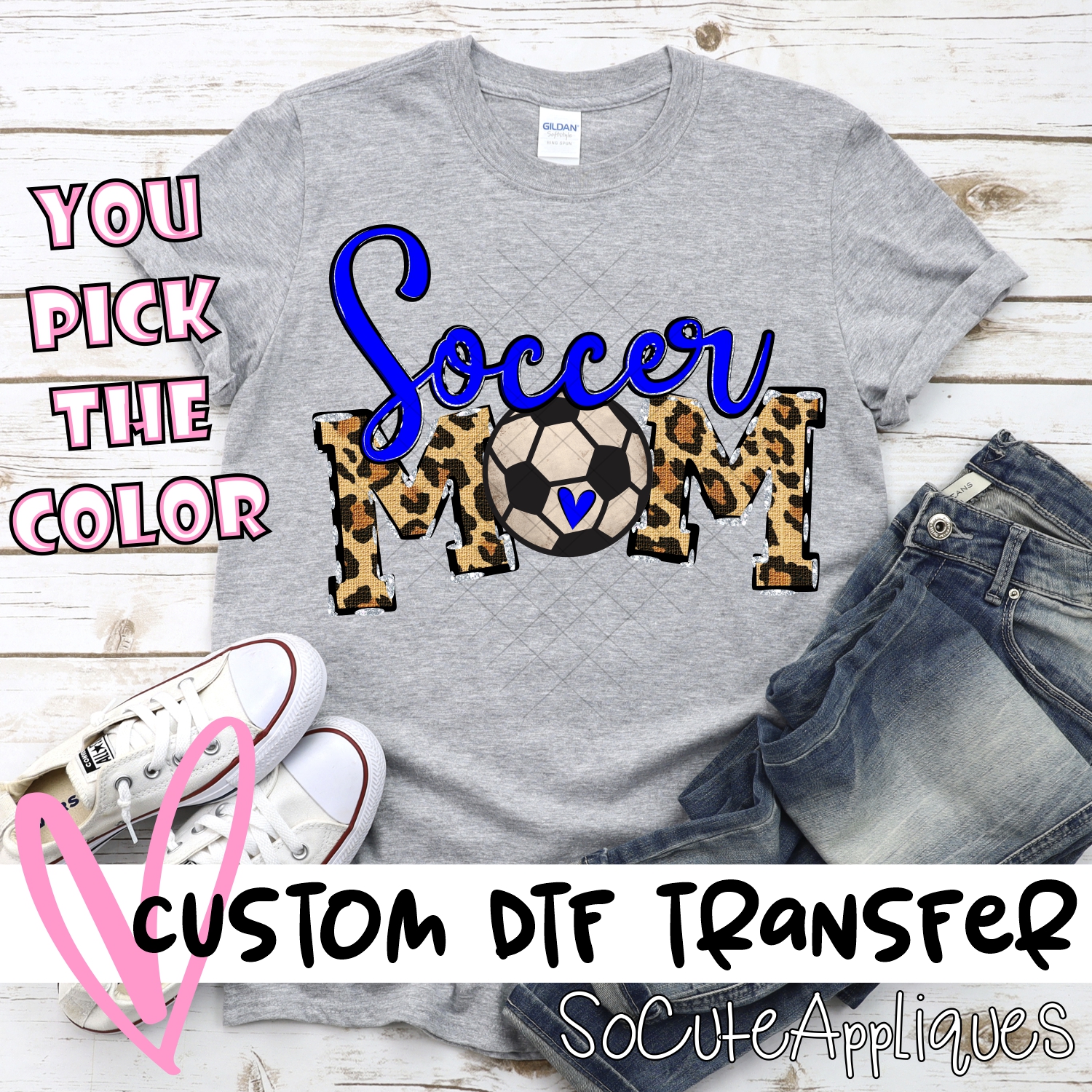 CUSTOM  Soccer Mom leopard words ball O *DTF* Transfer
