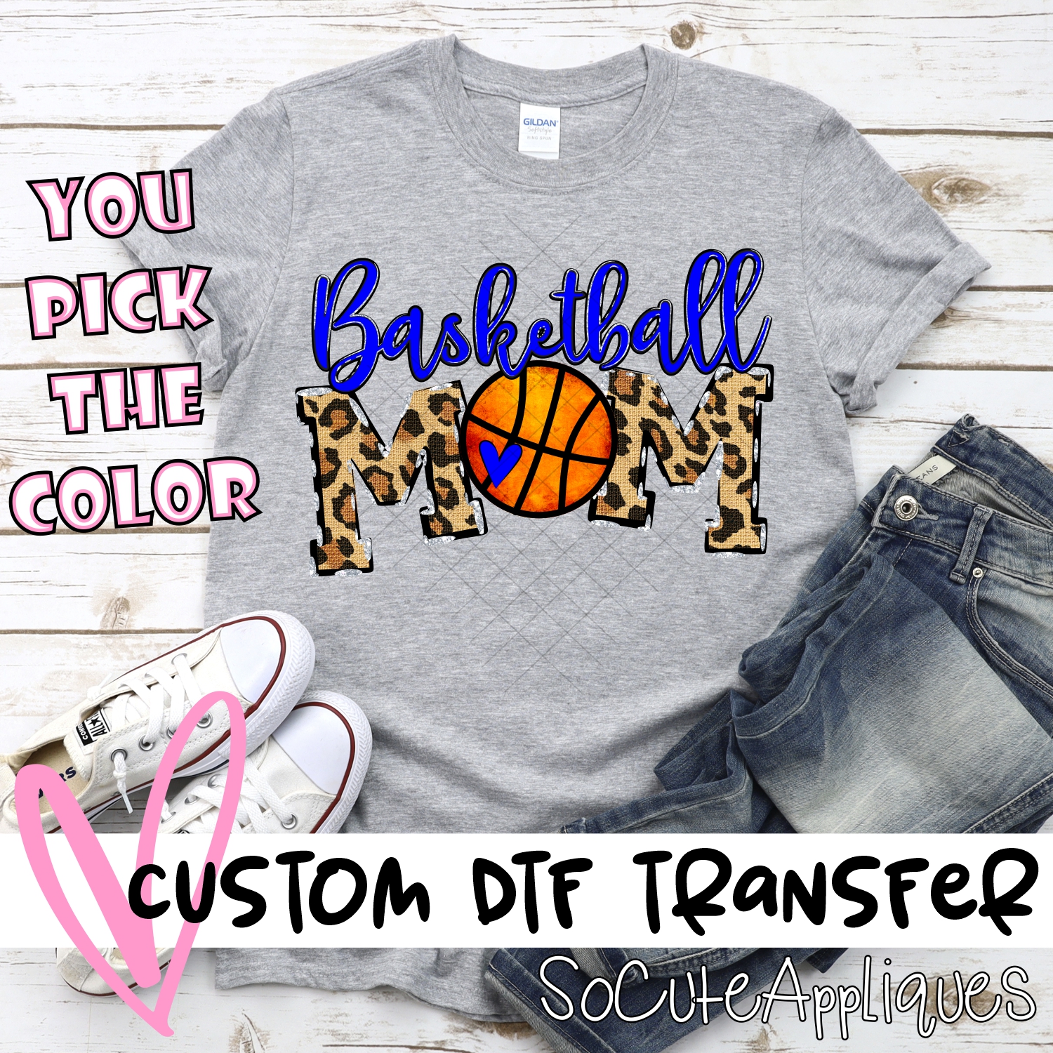 CUSTOM  Basketball Mom leopard words ball O *DTF* Transfer