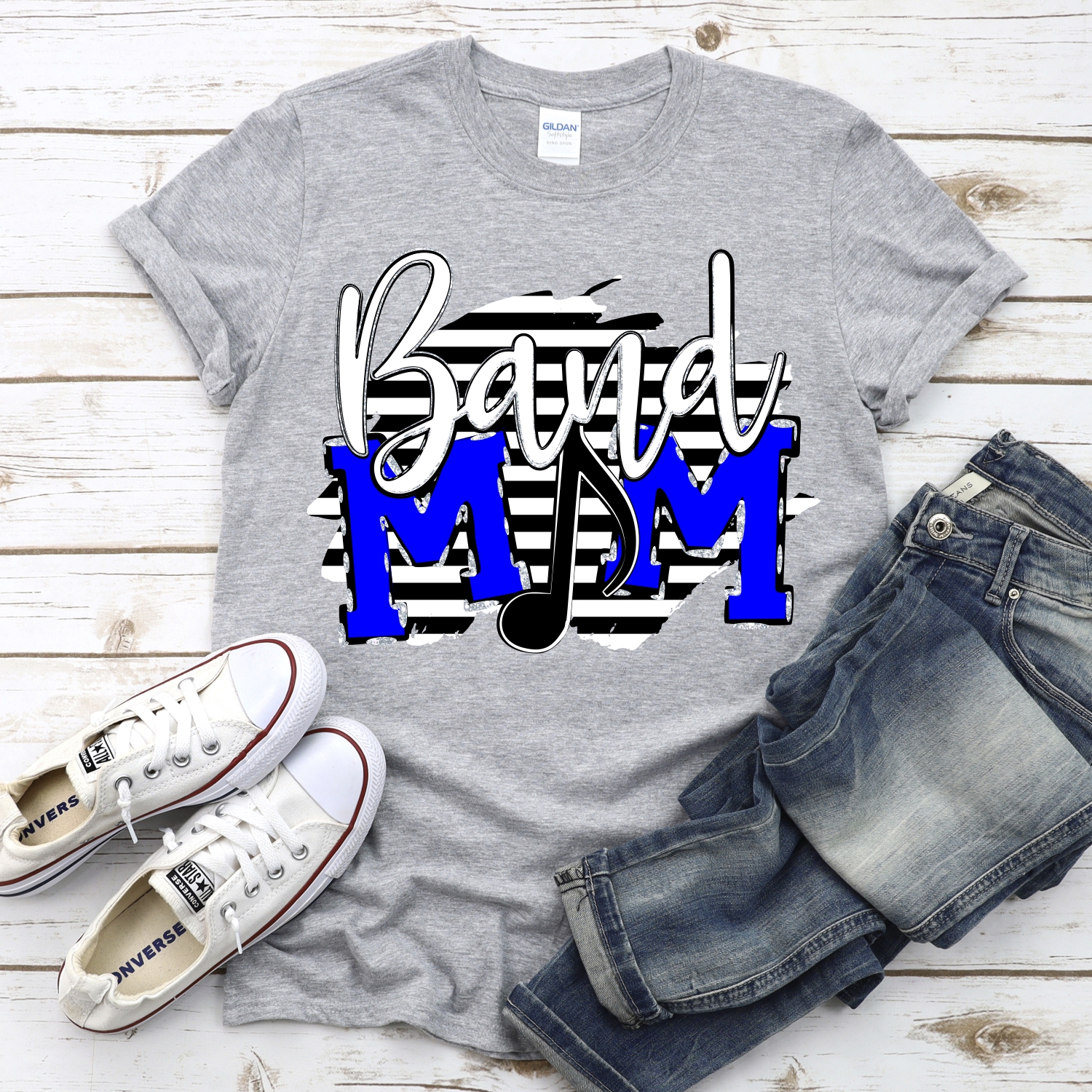 CUSTOM Band Mom music note O on black stripe *DTF* Transfer - Image 2