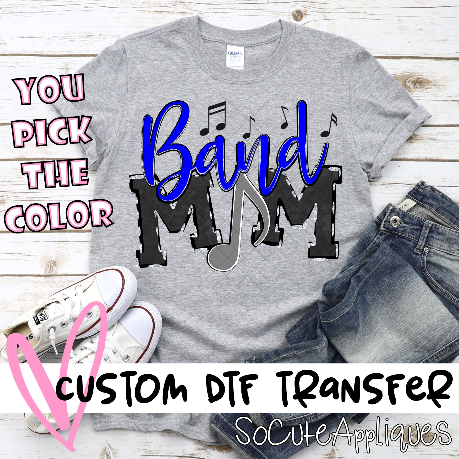 CUSTOM  Band Mom words music note O *DTF* Transfer