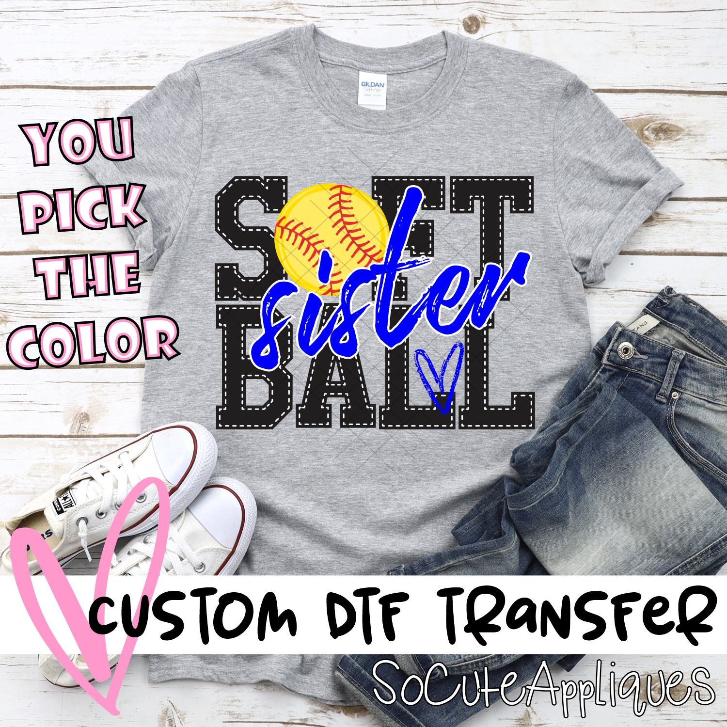 CUSTOM Softball sister  *DTF* Transfer