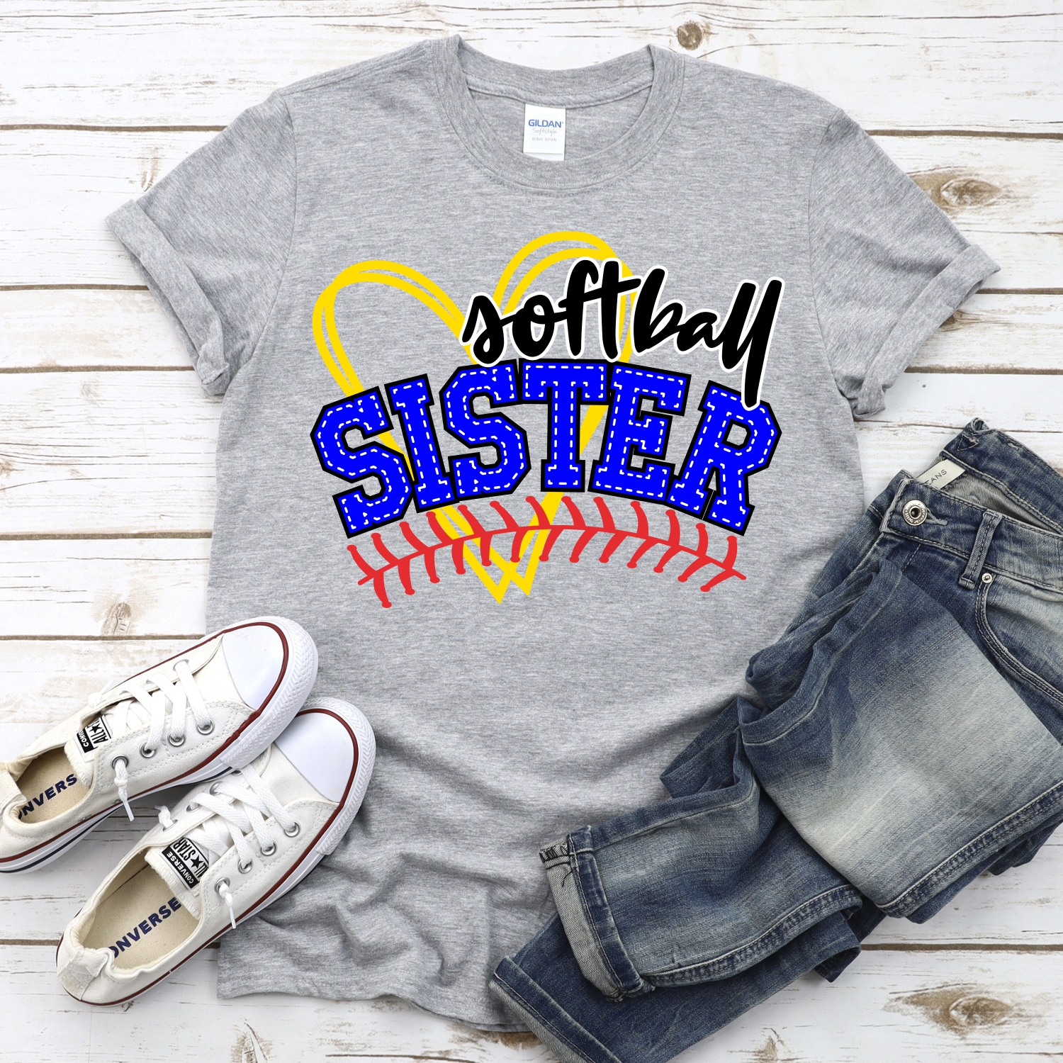 CUSTOM Softball sister heart *DTF* Transfer - Image 2
