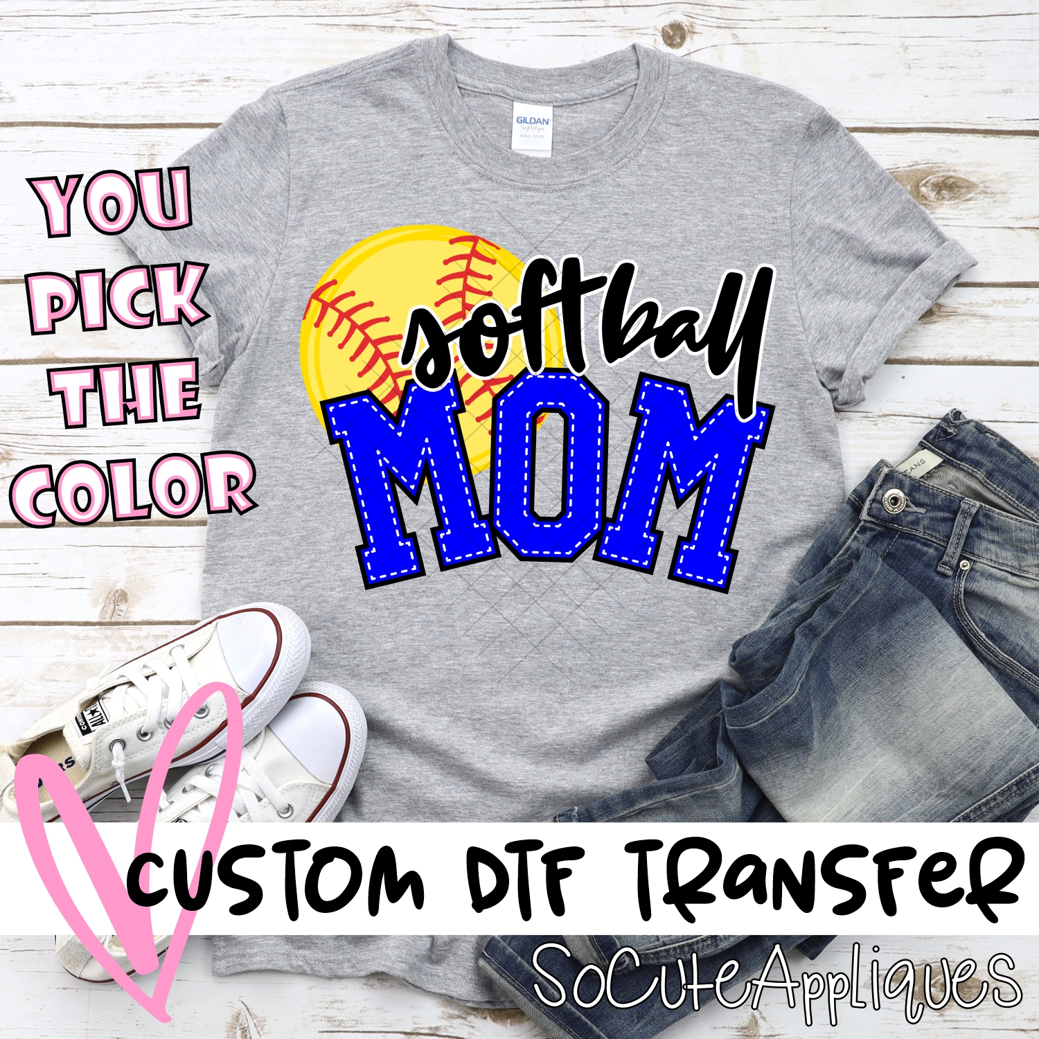 CUSTOM  Softball mom ball  *DTF* Transfer