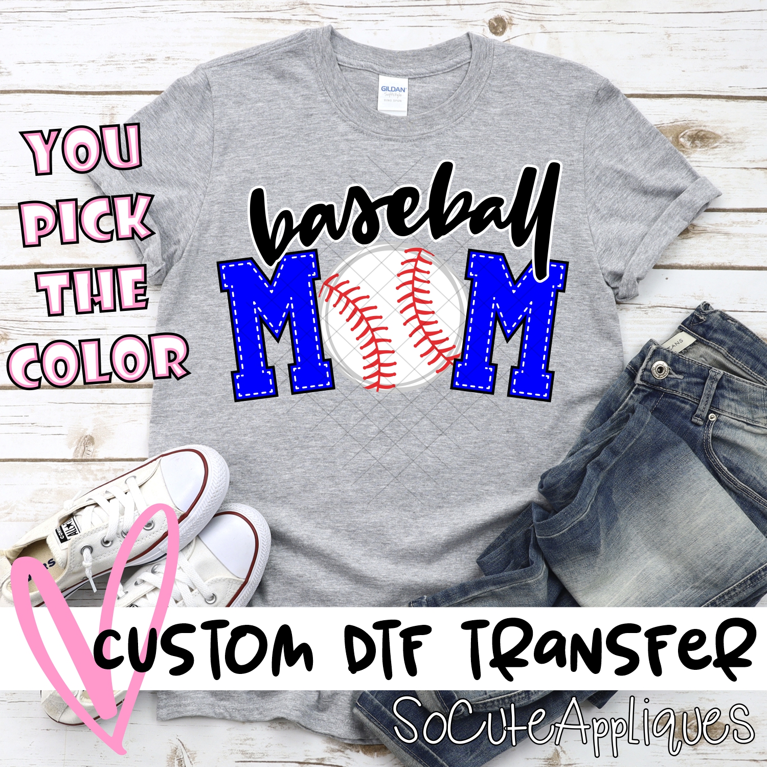 CUSTOM  Baseball mom ball O *DTF* Transfer