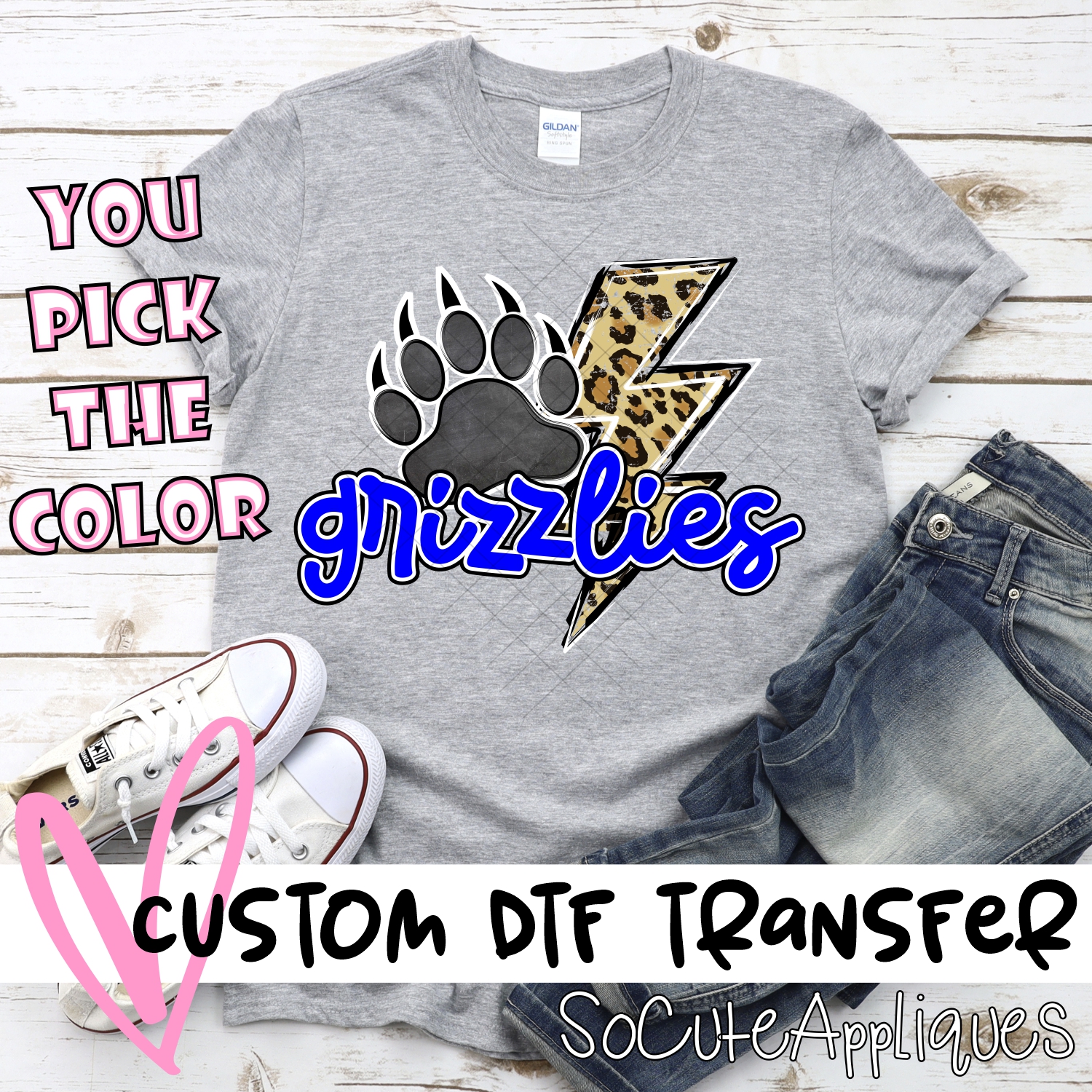 CUSTOM  Grizzlies leopard lightning bolt *DTF* Transfer