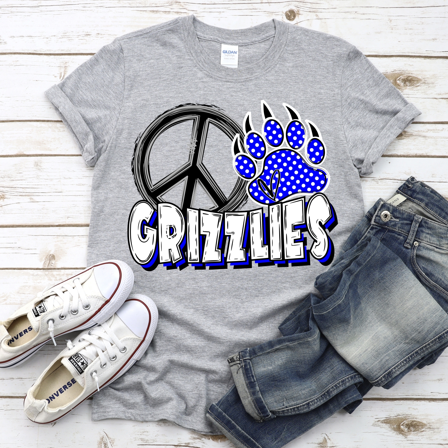 CUSTOM Peace heart Grizzlies *DTF* Transfer - Image 2