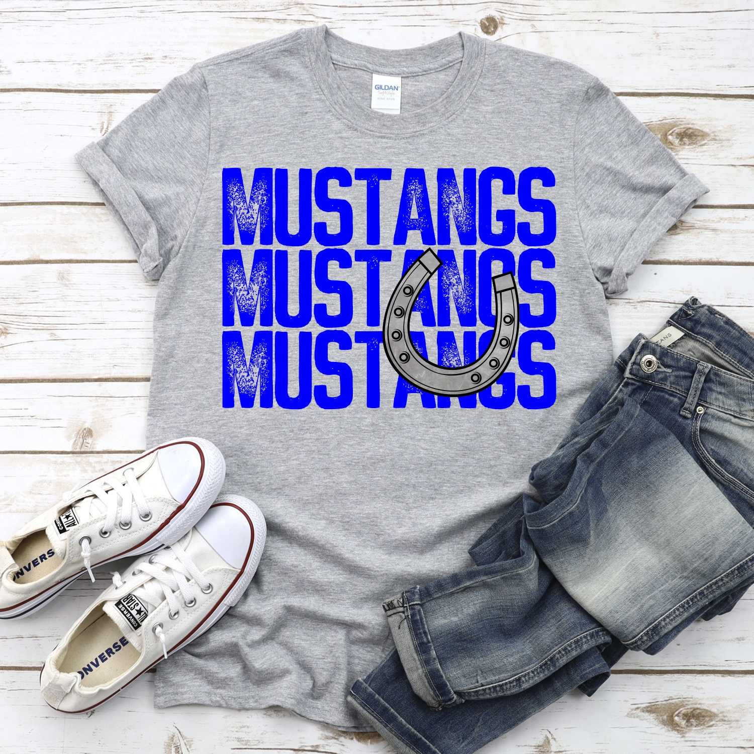 CUSTOM Mustangs stacked with heart *DTF* Transfer - Image 2