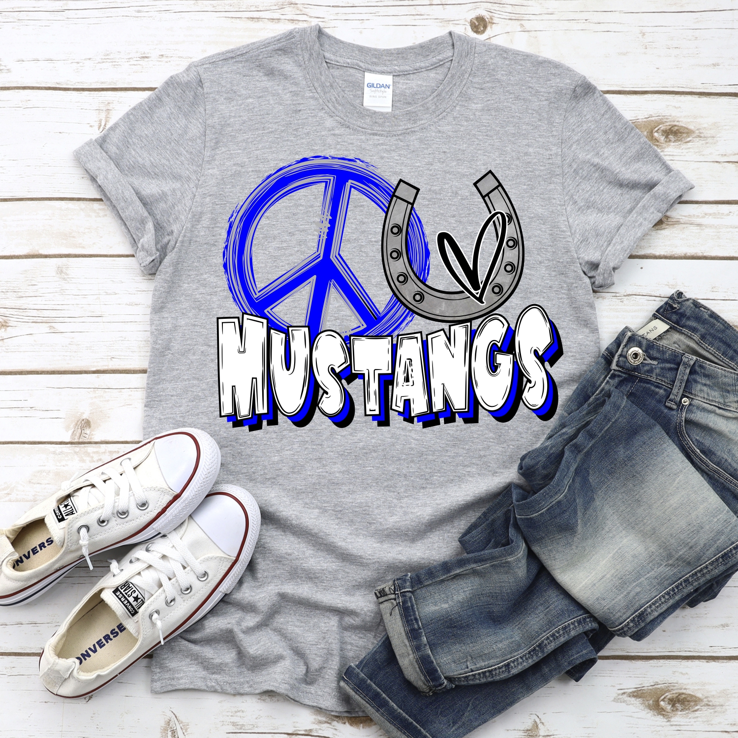 CUSTOM Peace heart Mustangs *DTF* Transfer - Image 2