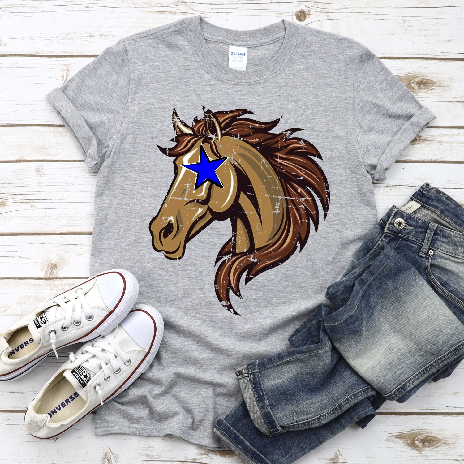 CUSTOM Mustang head with star *DTF* Transfer - Image 2