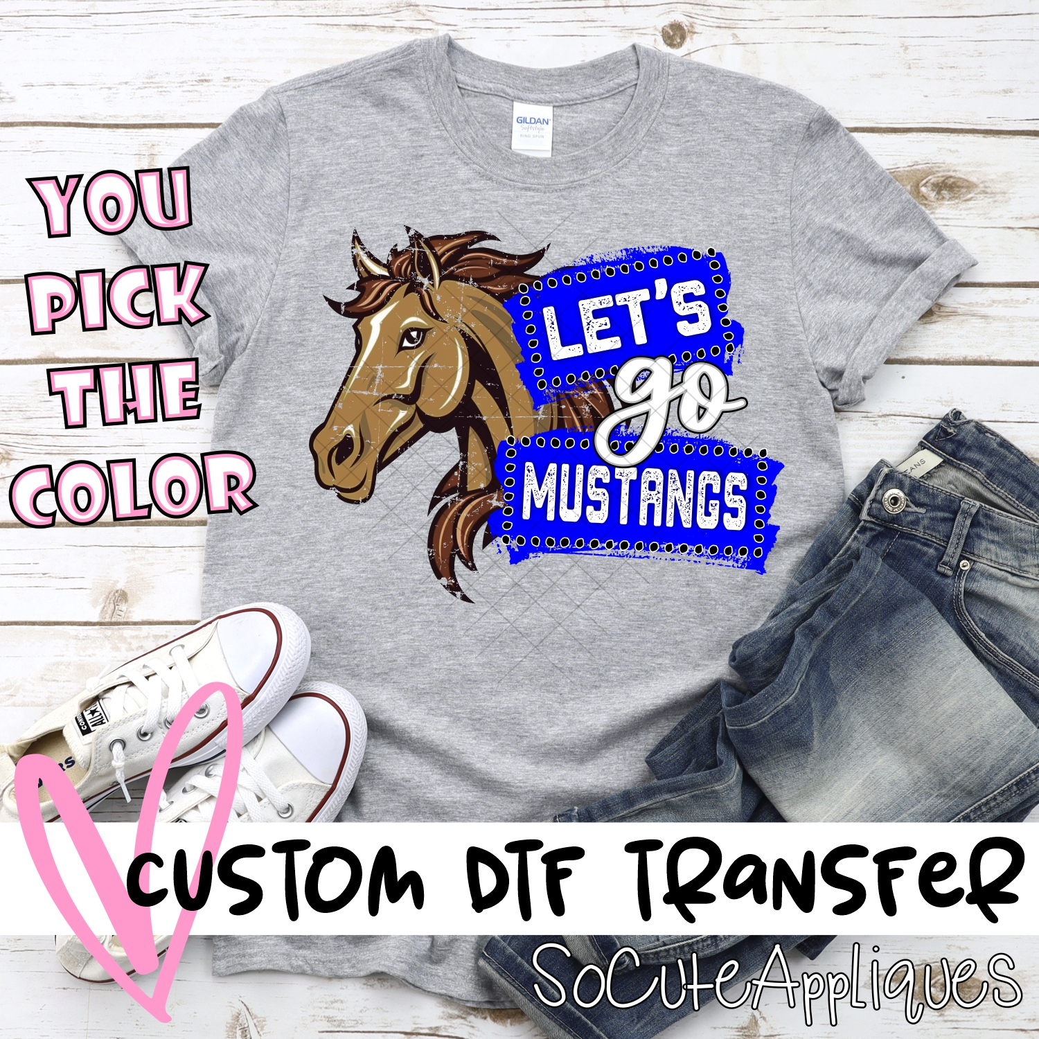 CUSTOM  Lets go Mustangs banners *DTF* Transfer