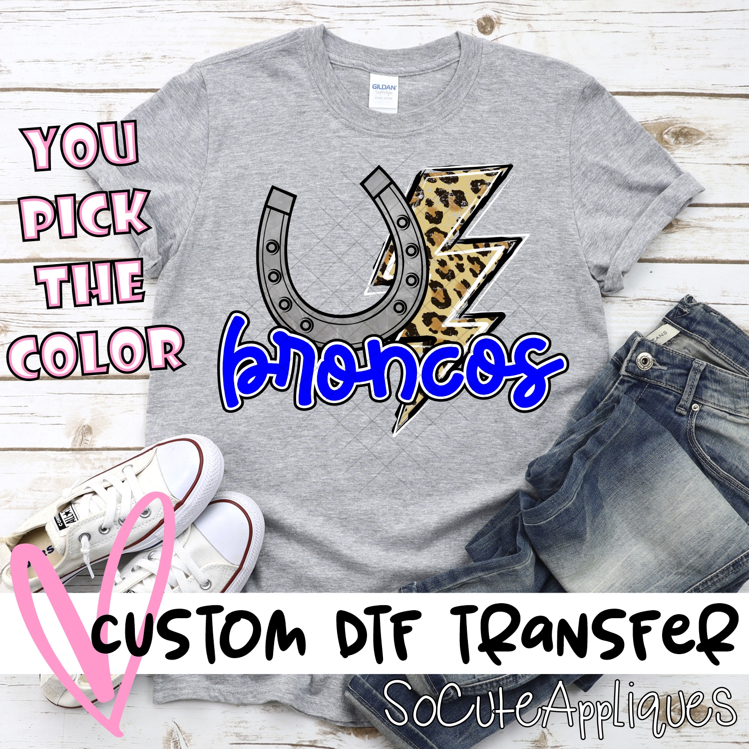 CUSTOM  Broncos leopard lightning bolt *DTF* Transfer