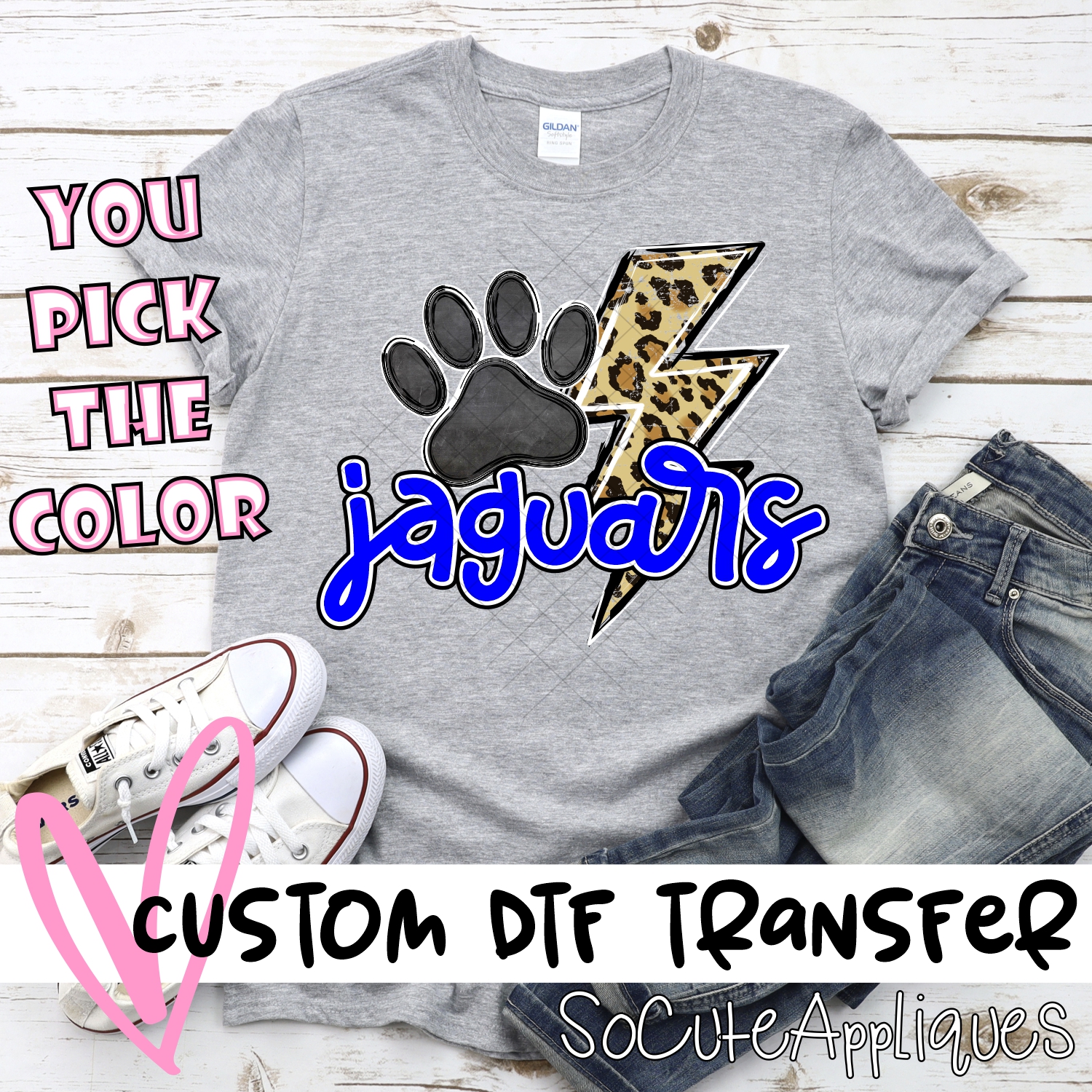 CUSTOM  Jaguars leopard lightning bolt *DTF* Transfer