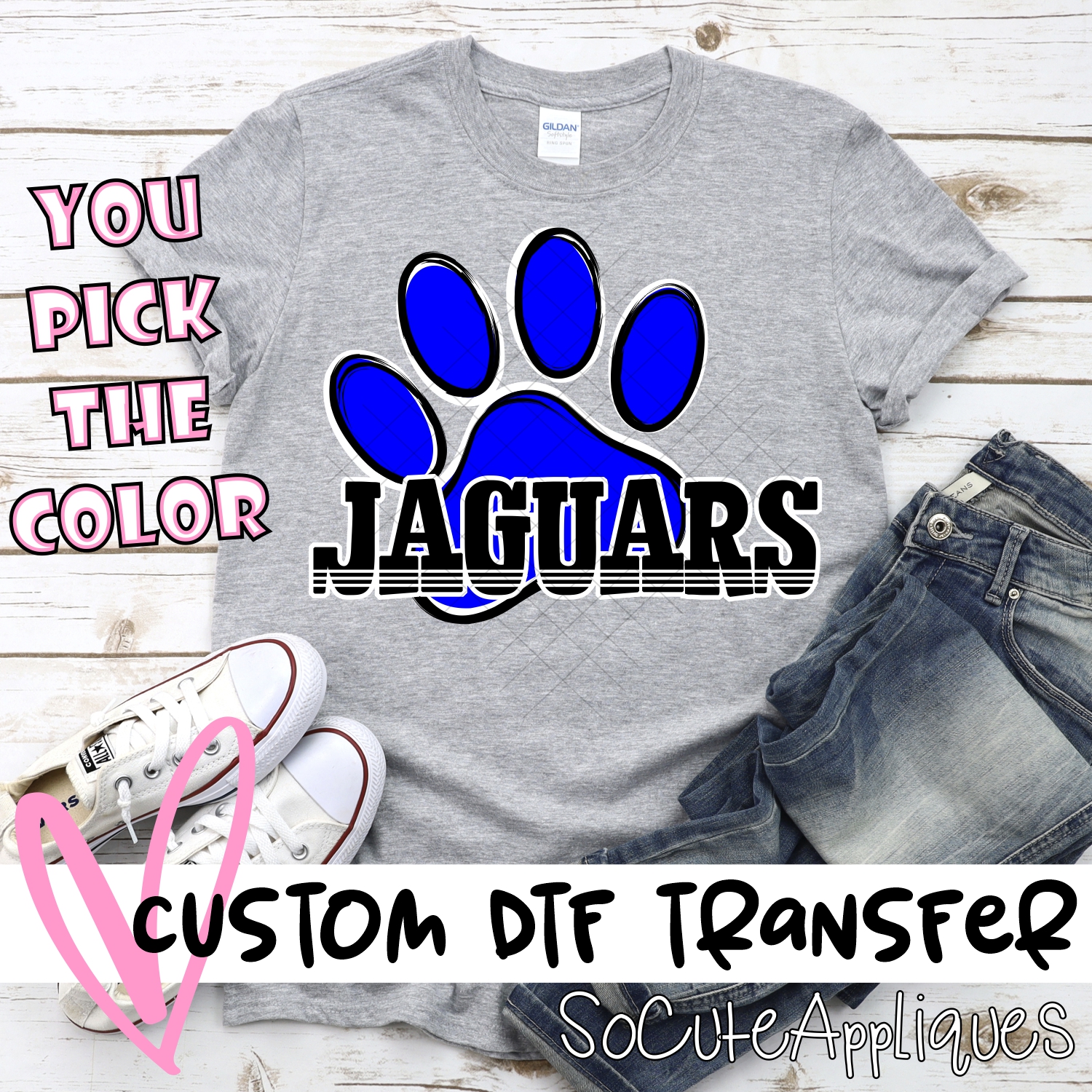 CUSTOM  Jaguars paw print with word *DTF* Transfer