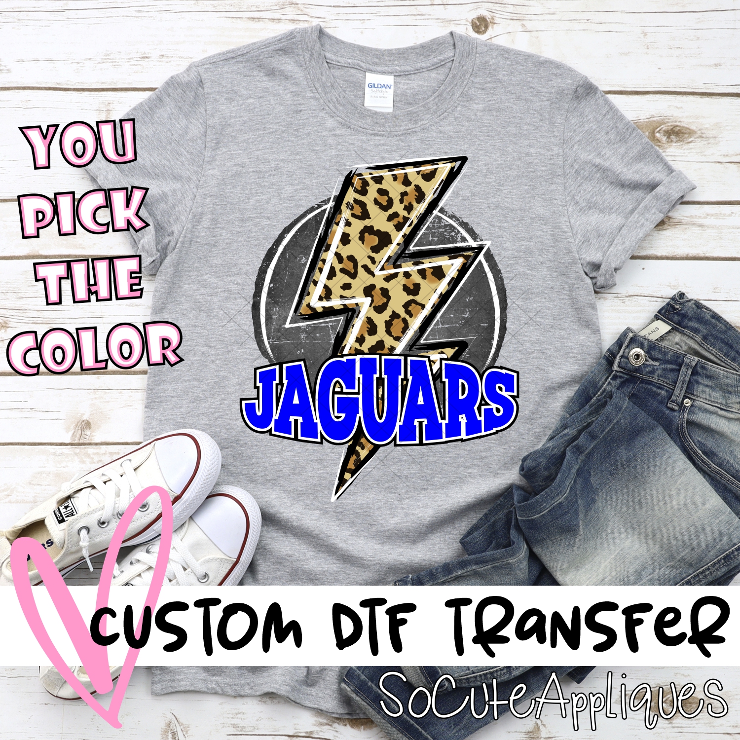 CUSTOM  Jaguars circle with leopard lightning bolt *DTF* Transfer