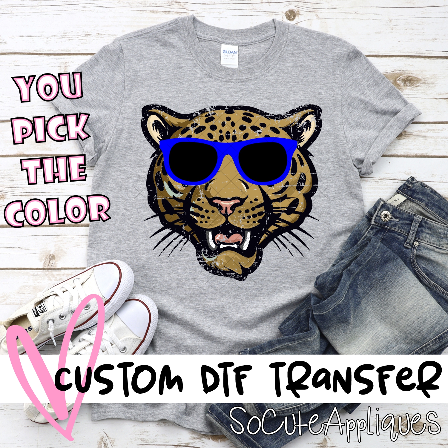 CUSTOM  Jaguar head with sunglasses *DTF* Transfer
