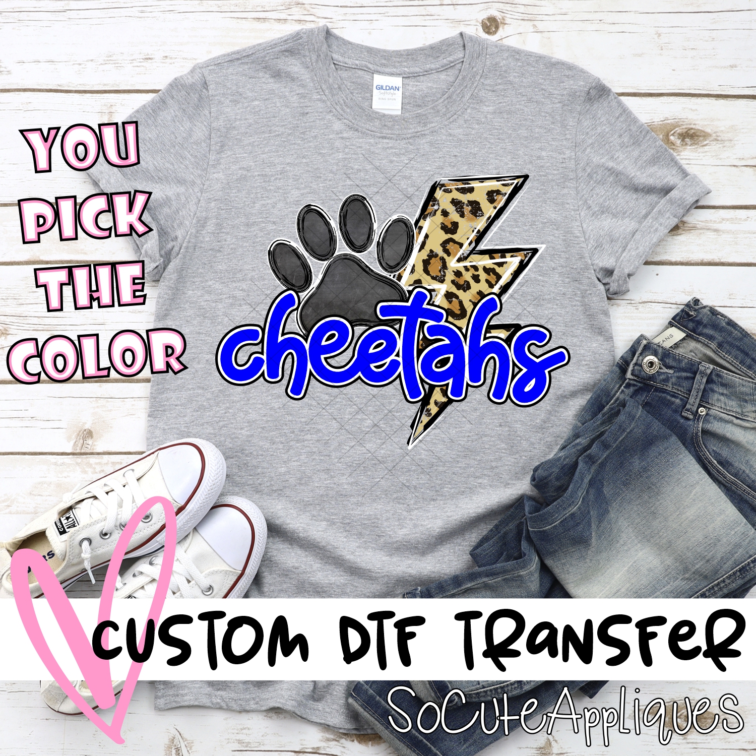 CUSTOM  Cheetahs leopard lightning bolt *DTF* Transfer