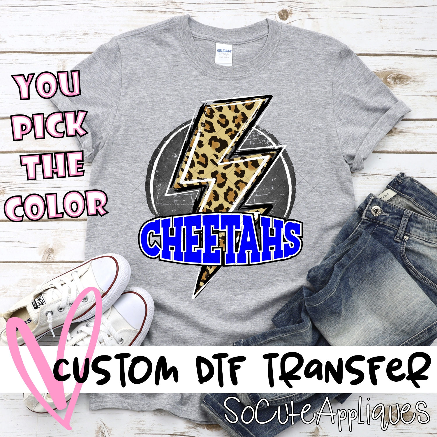 CUSTOM  Cheetahs circle with leopard lightning bolt *DTF* Transfer