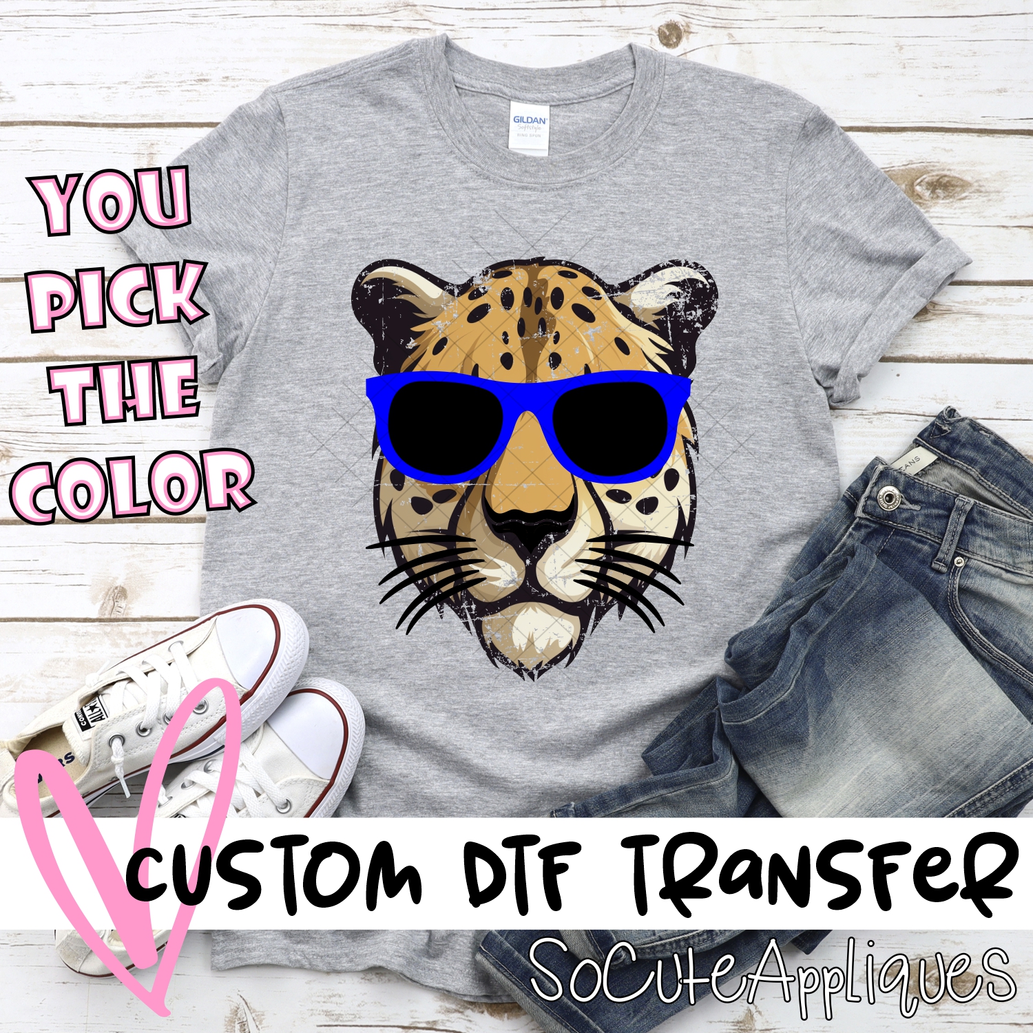 CUSTOM  Cheetah head with sunglasses *DTF* Transfer