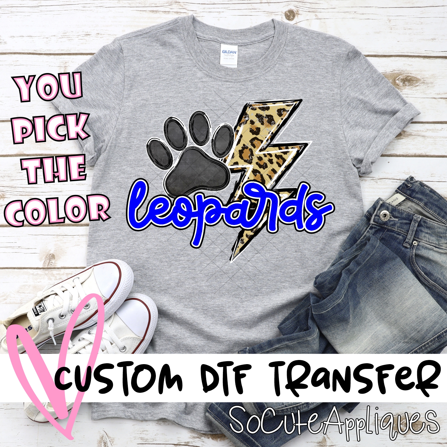 CUSTOM  Leopards leopard lightning bolt *DTF* Transfer