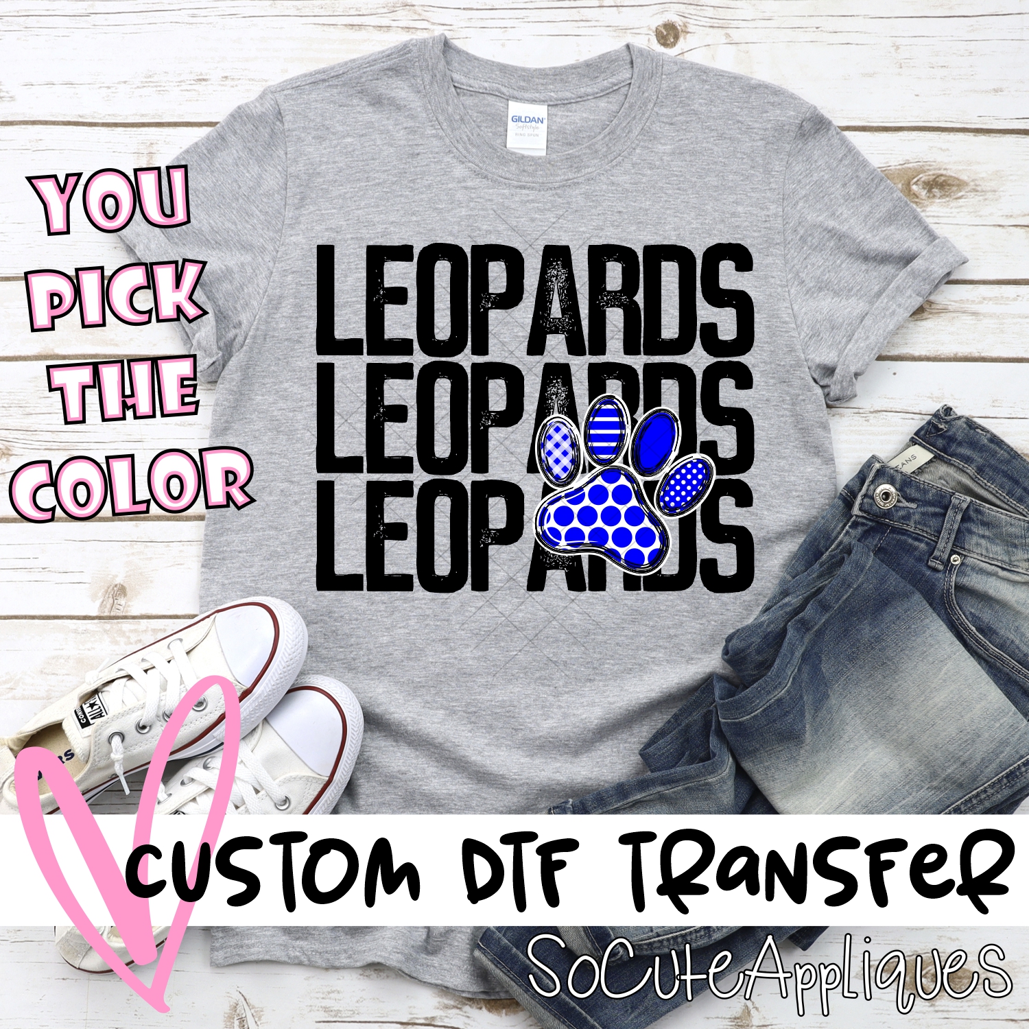 CUSTOM  Leopards stacked with heart *DTF* Transfer