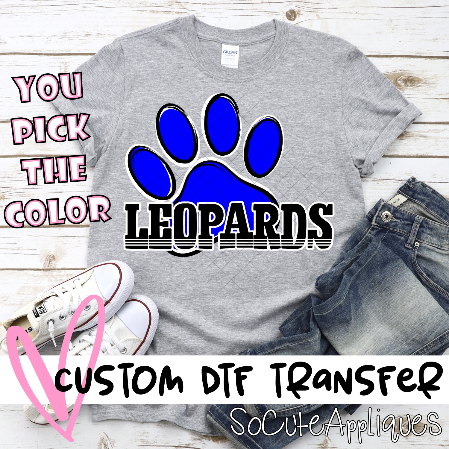 CUSTOM  Leopards pawprint with word *DTF* Transfer