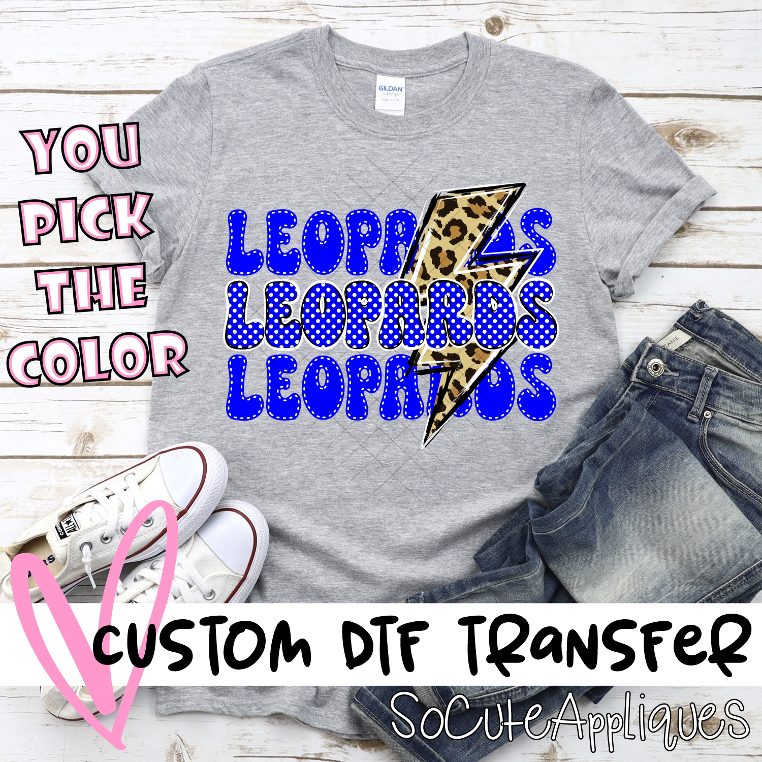 CUSTOM  Leopards stacked with leopard lightning bolt *DTF* Transfer