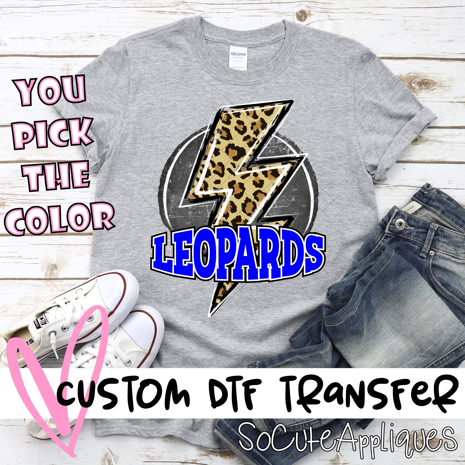 CUSTOM  Leopards circle with leopard lightning bolt *DTF* Transfer