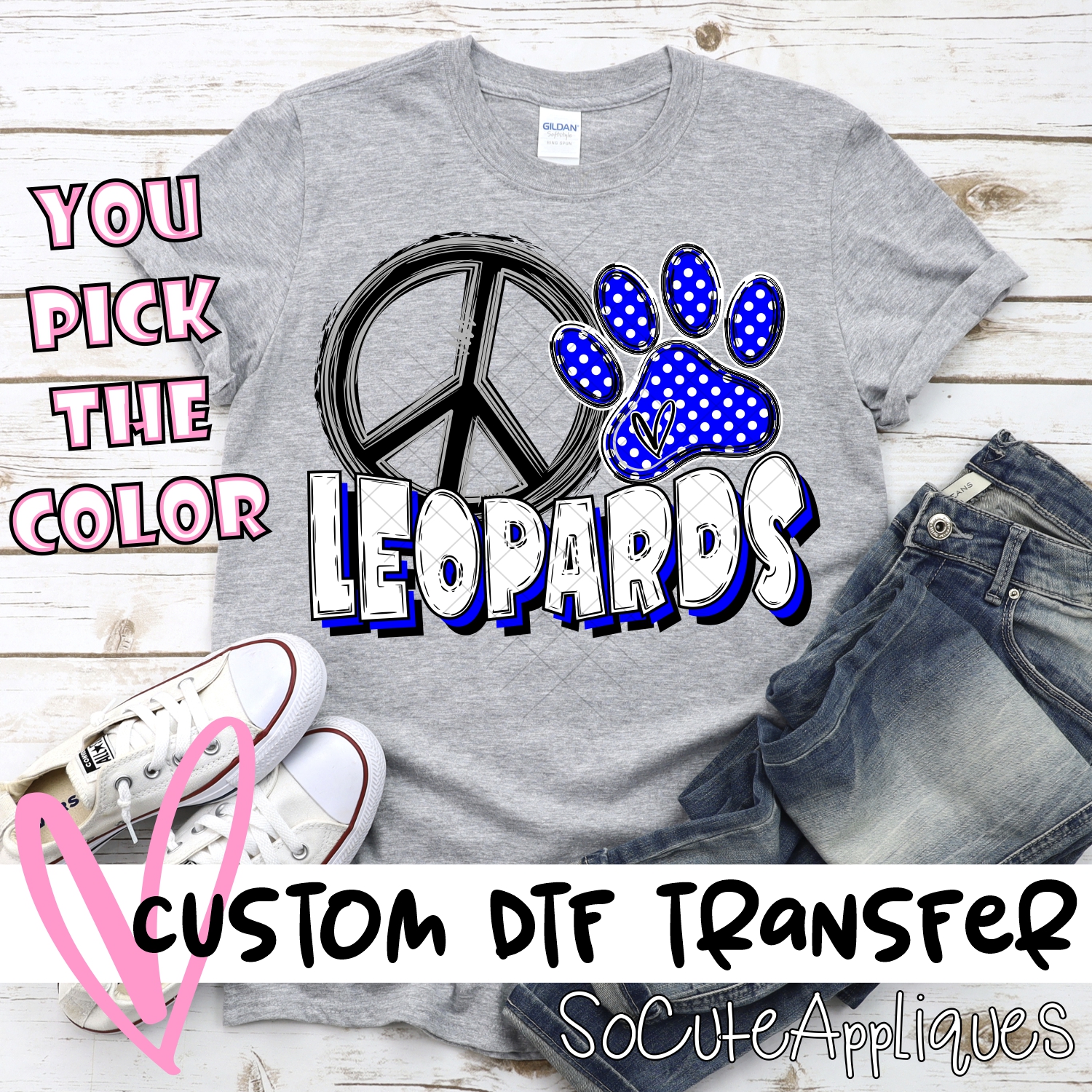 CUSTOM  Peace heart Leopards *DTF* Transfer