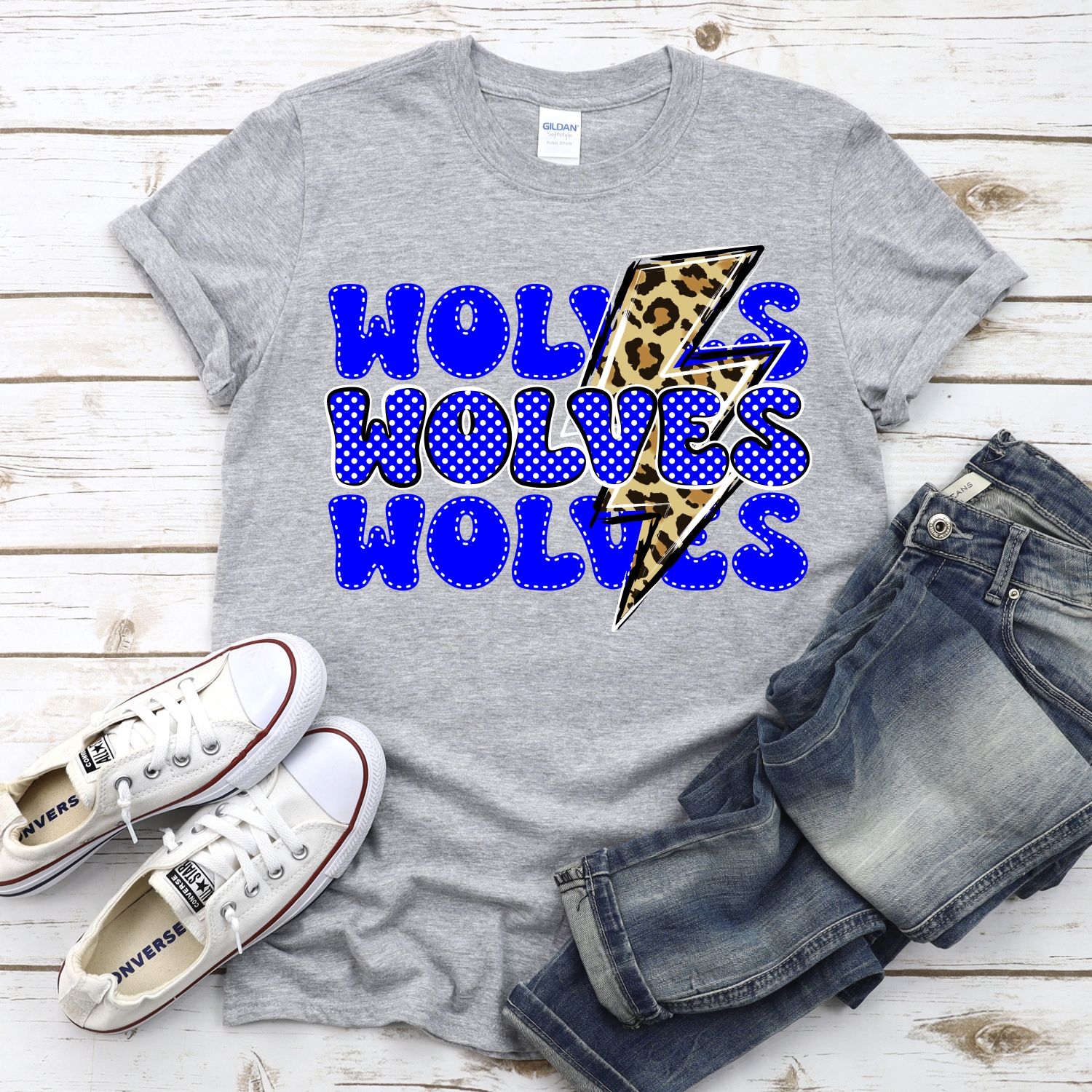 CUSTOM Wolves stacked with leopard lightning bolt *DTF* Transfer - Image 2