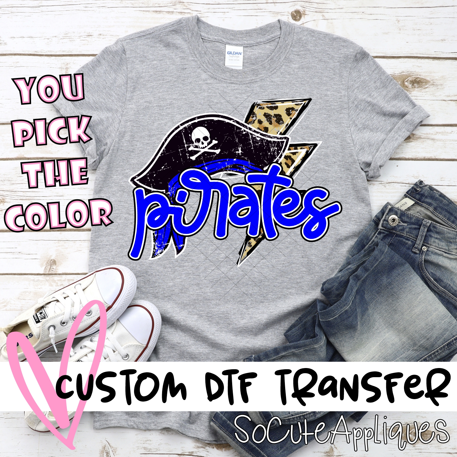 CUSTOM  Pirates leopard lightning bolt *DTF* Transfer