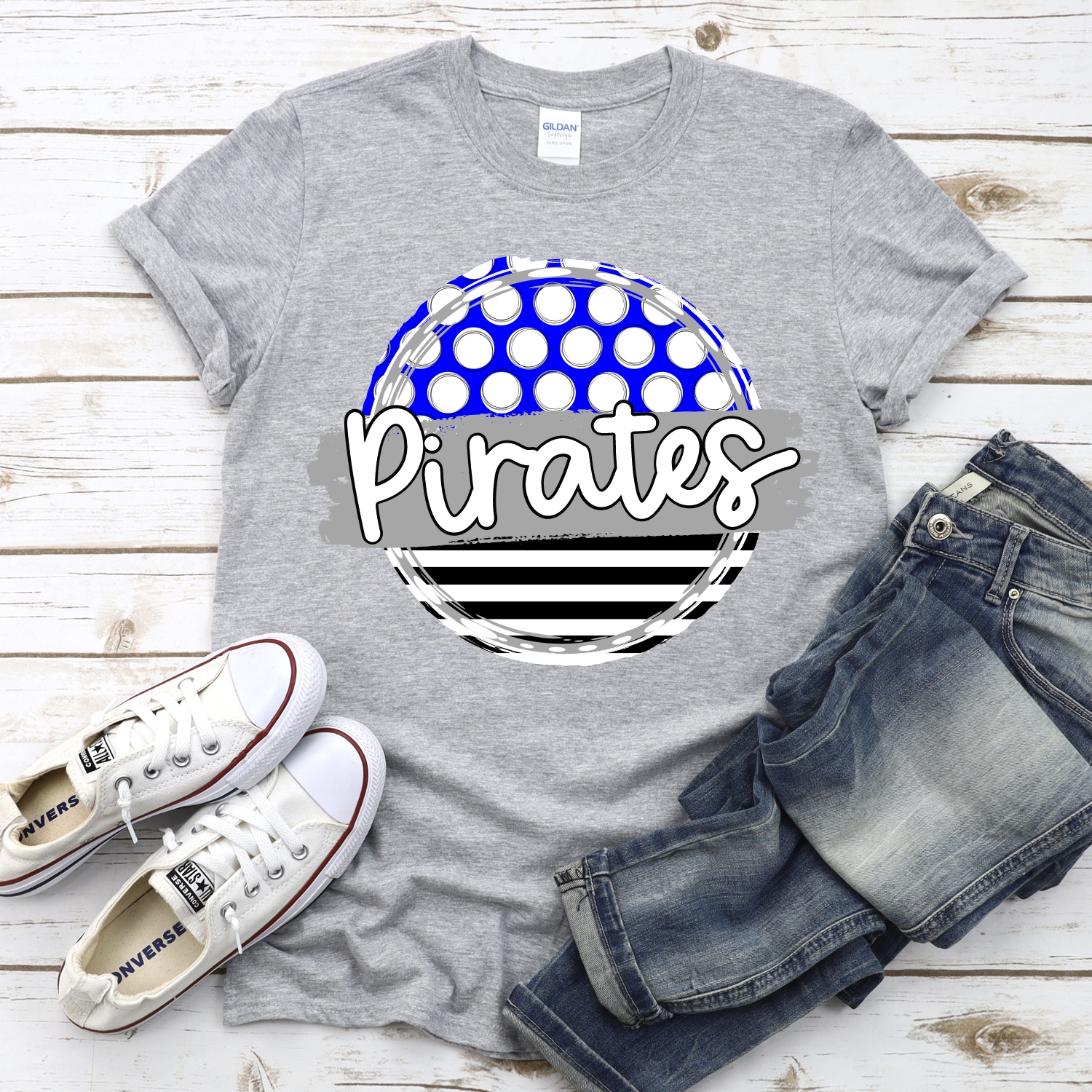CUSTOM Pirates polka dot stripe circle *DTF* Transfer - Image 2