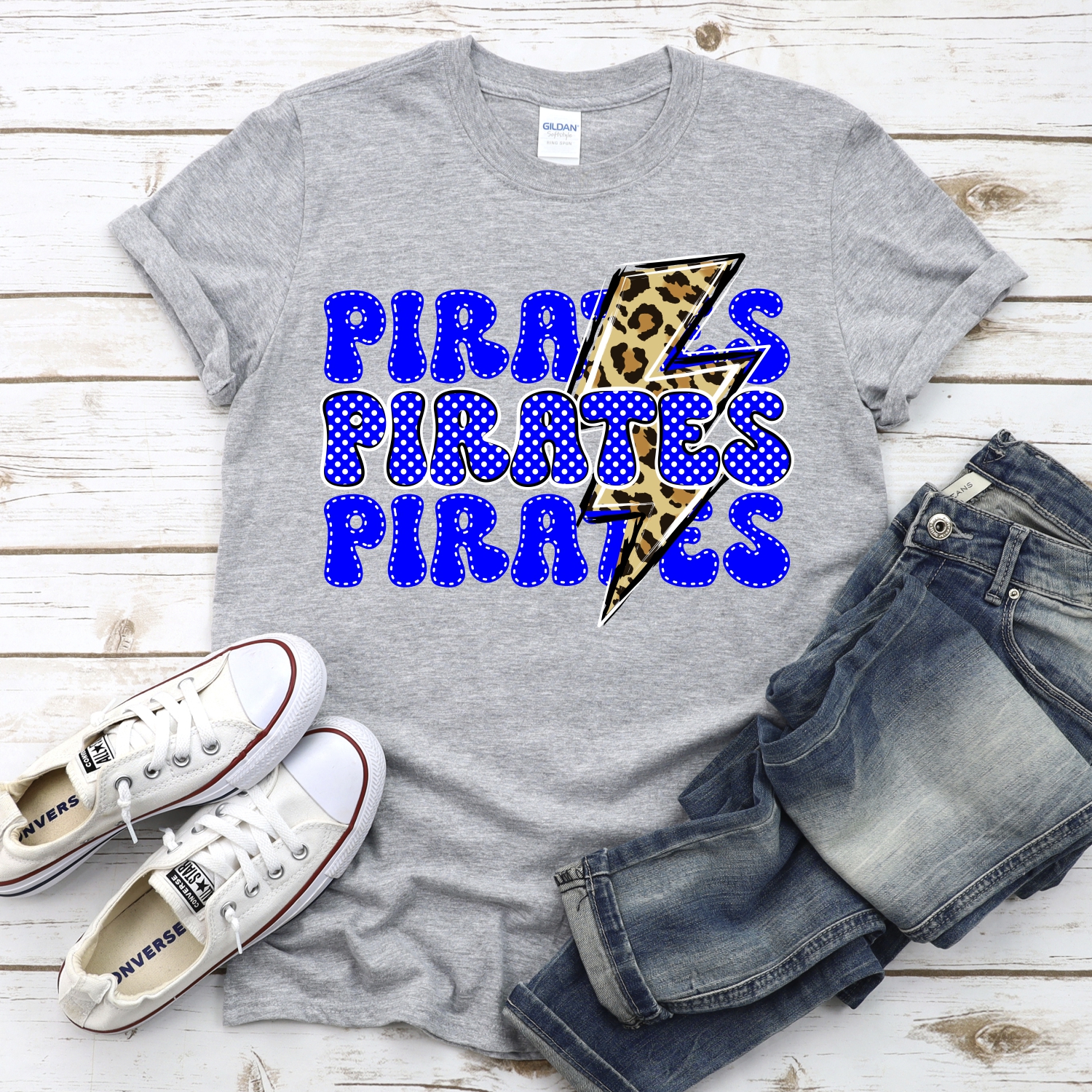 CUSTOM Pirates stacked with leopard lightning bolt *DTF* Transfer - Image 2