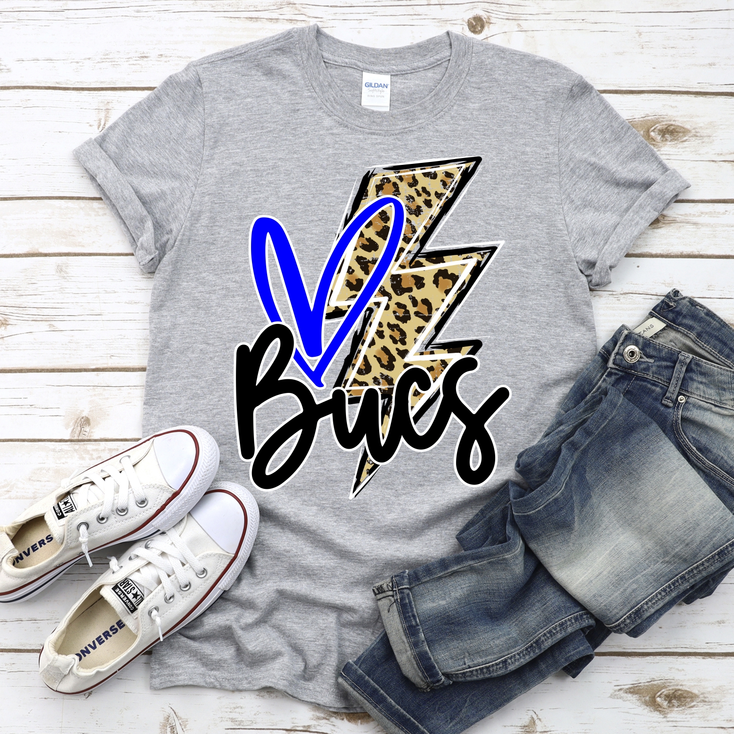 CUSTOM Bucs heart with leopard lightning bolt *DTF* Transfer - Image 2