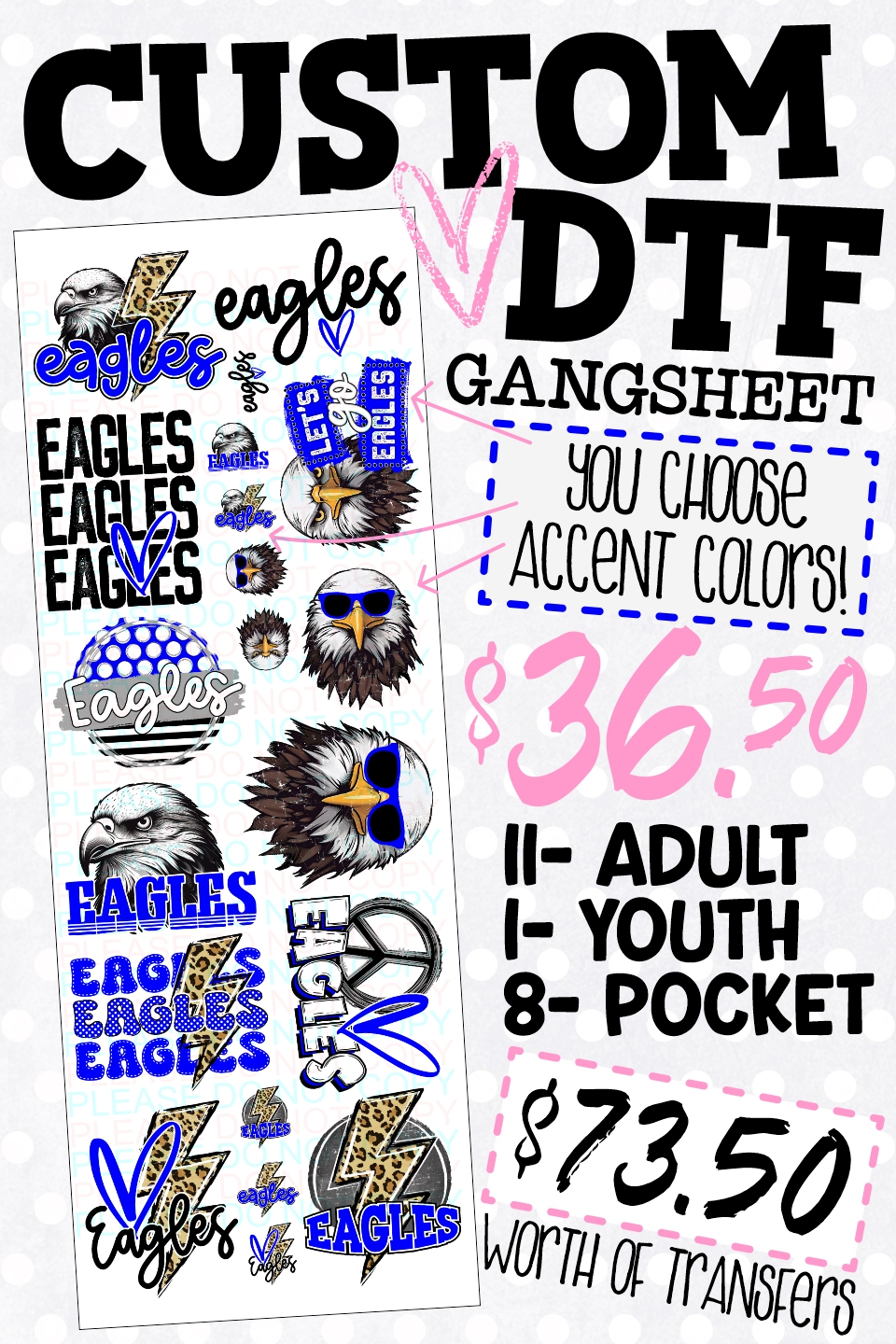 CUSTOM Lets go Eagles banners *DTF* Transfer –