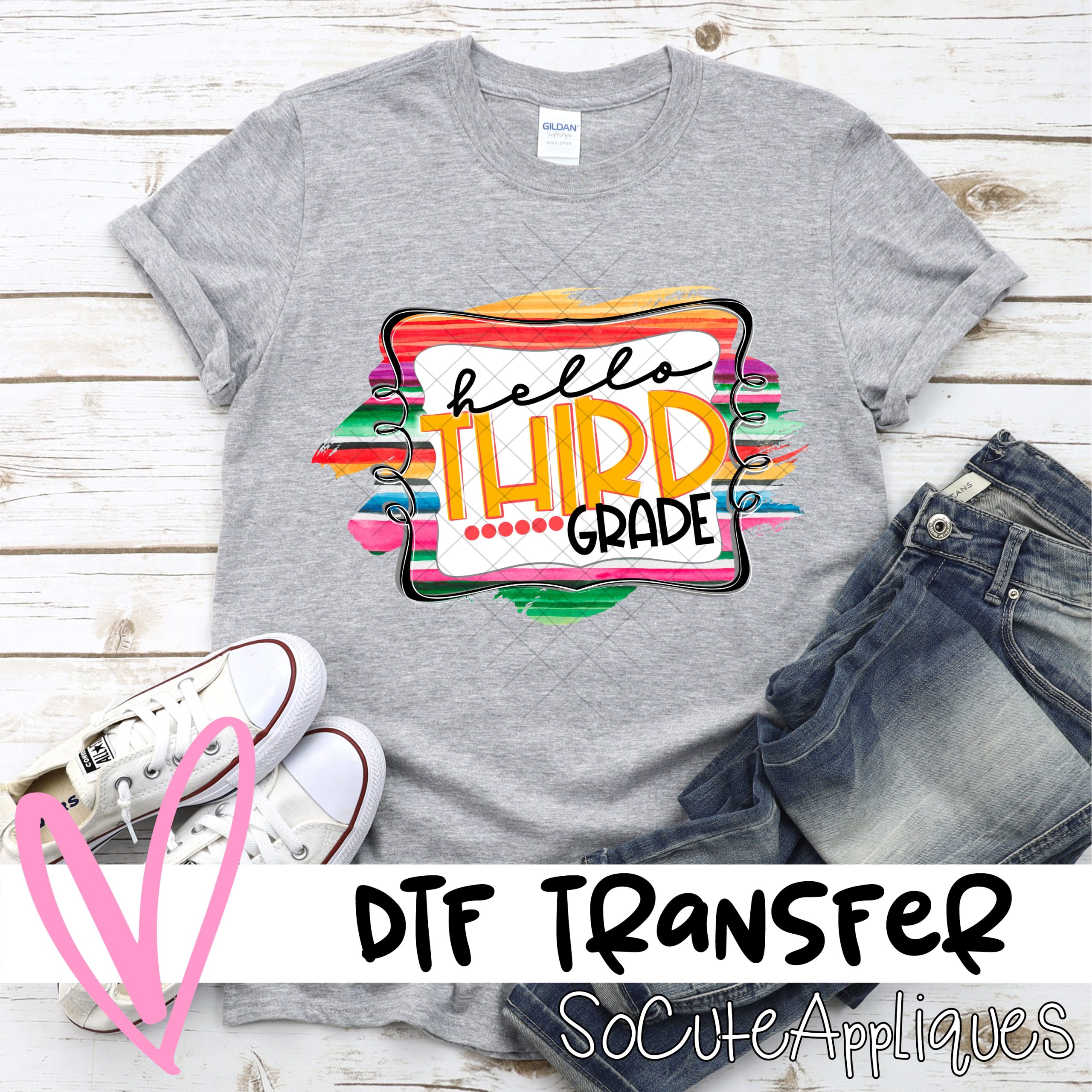 Hello third grade serape frame *DTF* Transfer