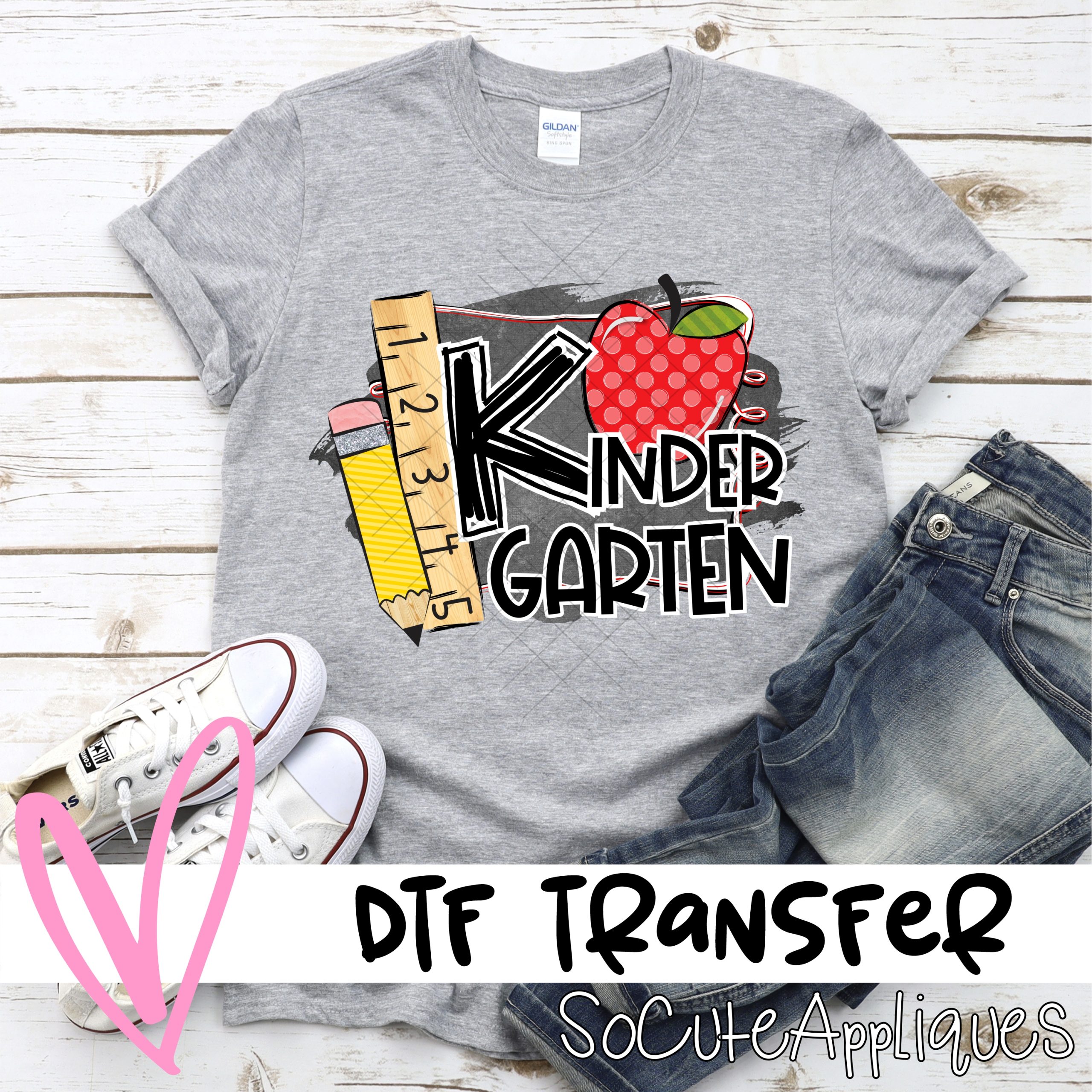 Kindergarten chalkboard apple *DTF* Transfer
