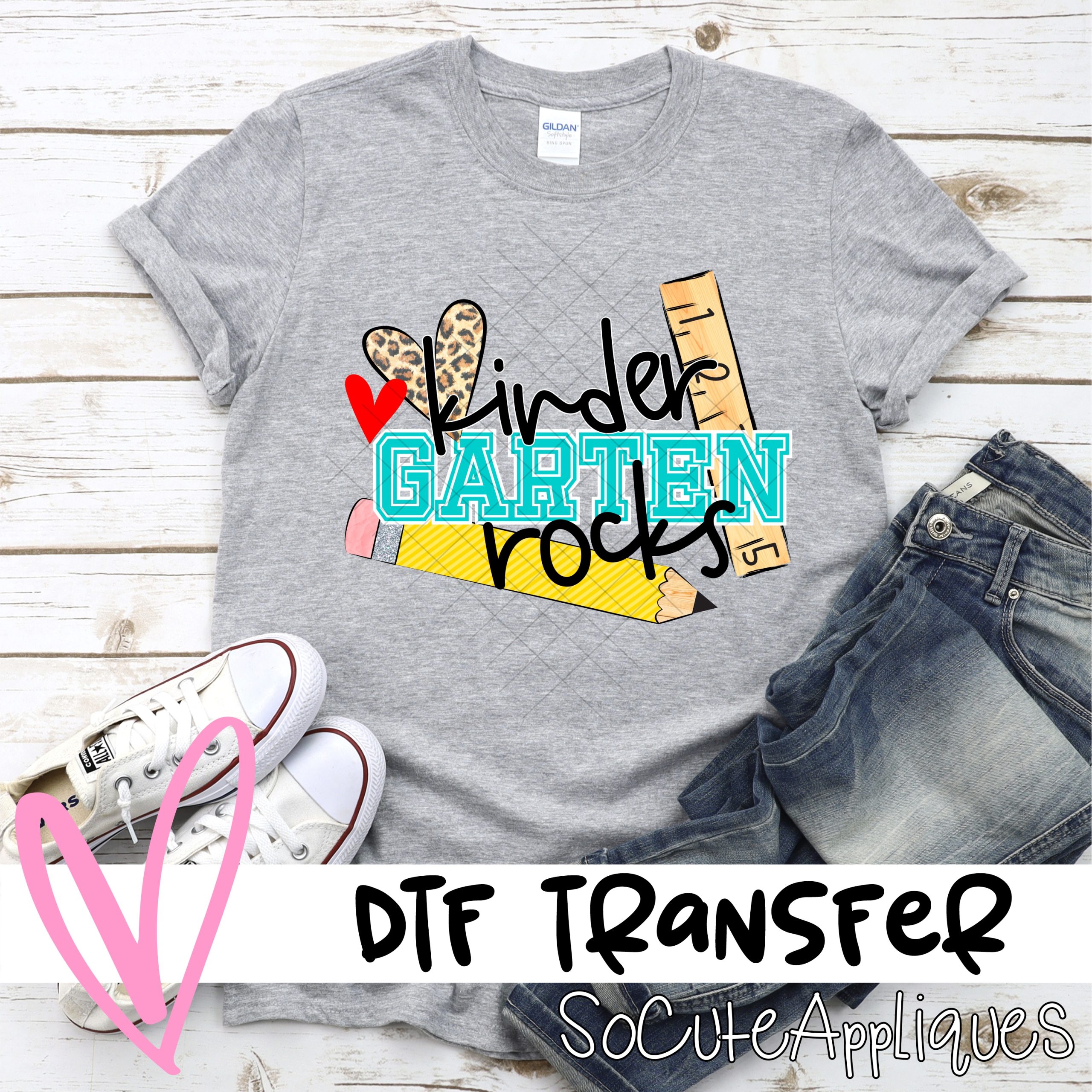 Kindergarten rocks pencil ruler *DTF* Transfer
