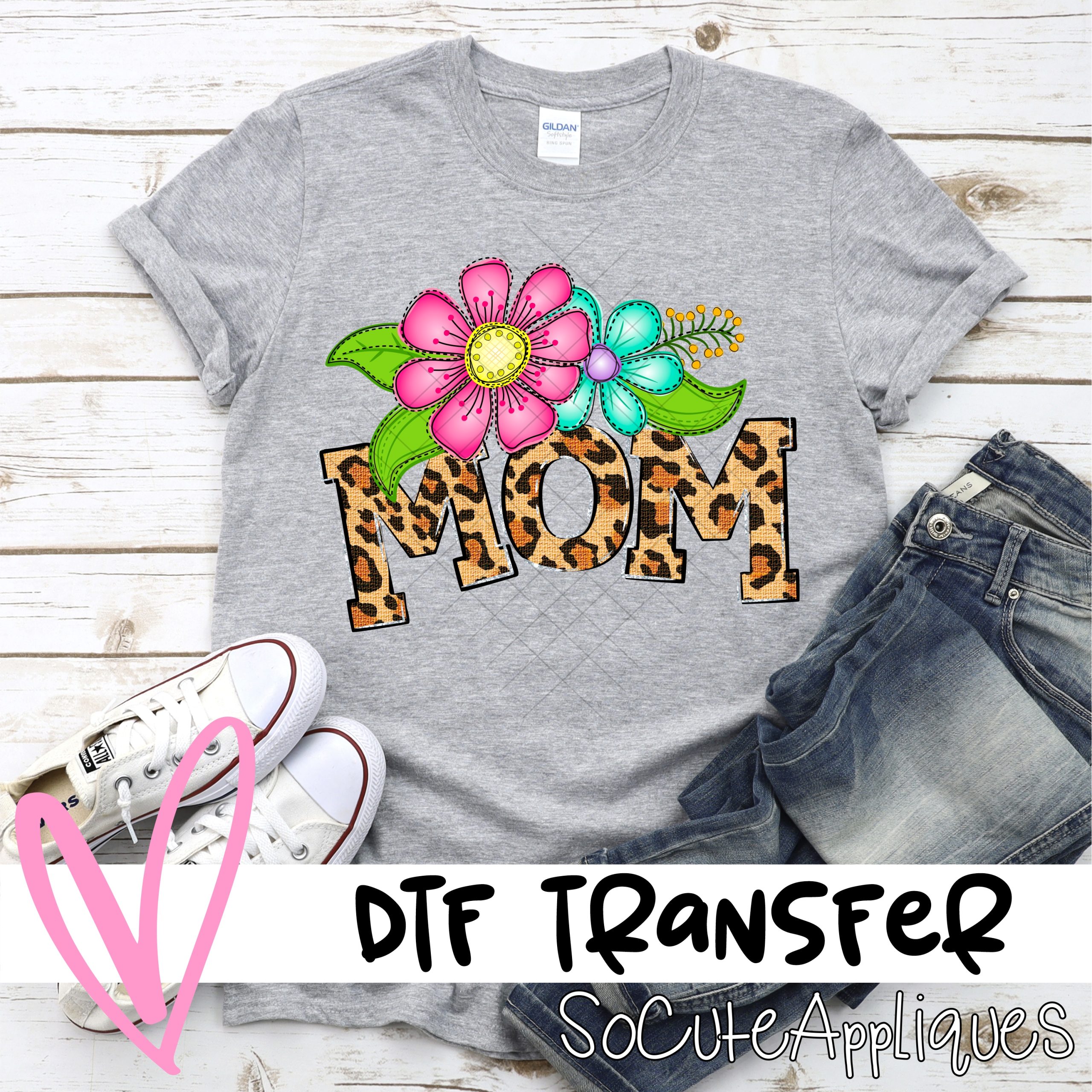 Mom bright flowers leopard *DTF* Transfer