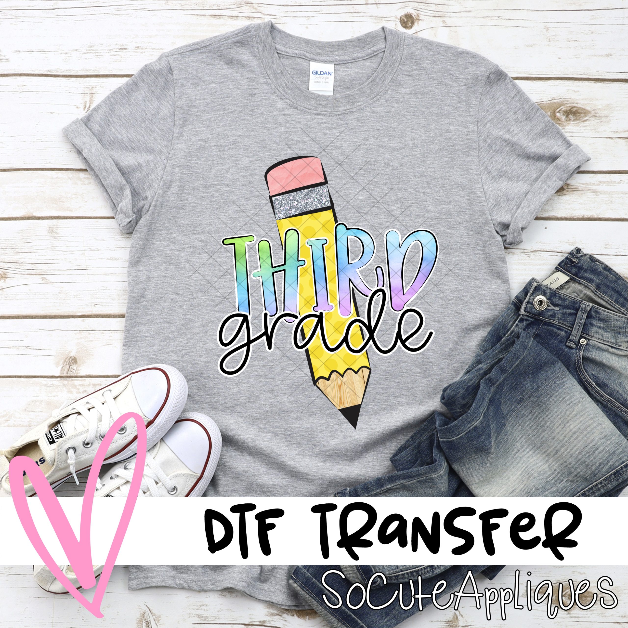 Pencil Third grade watercolor *DTF* Transfer